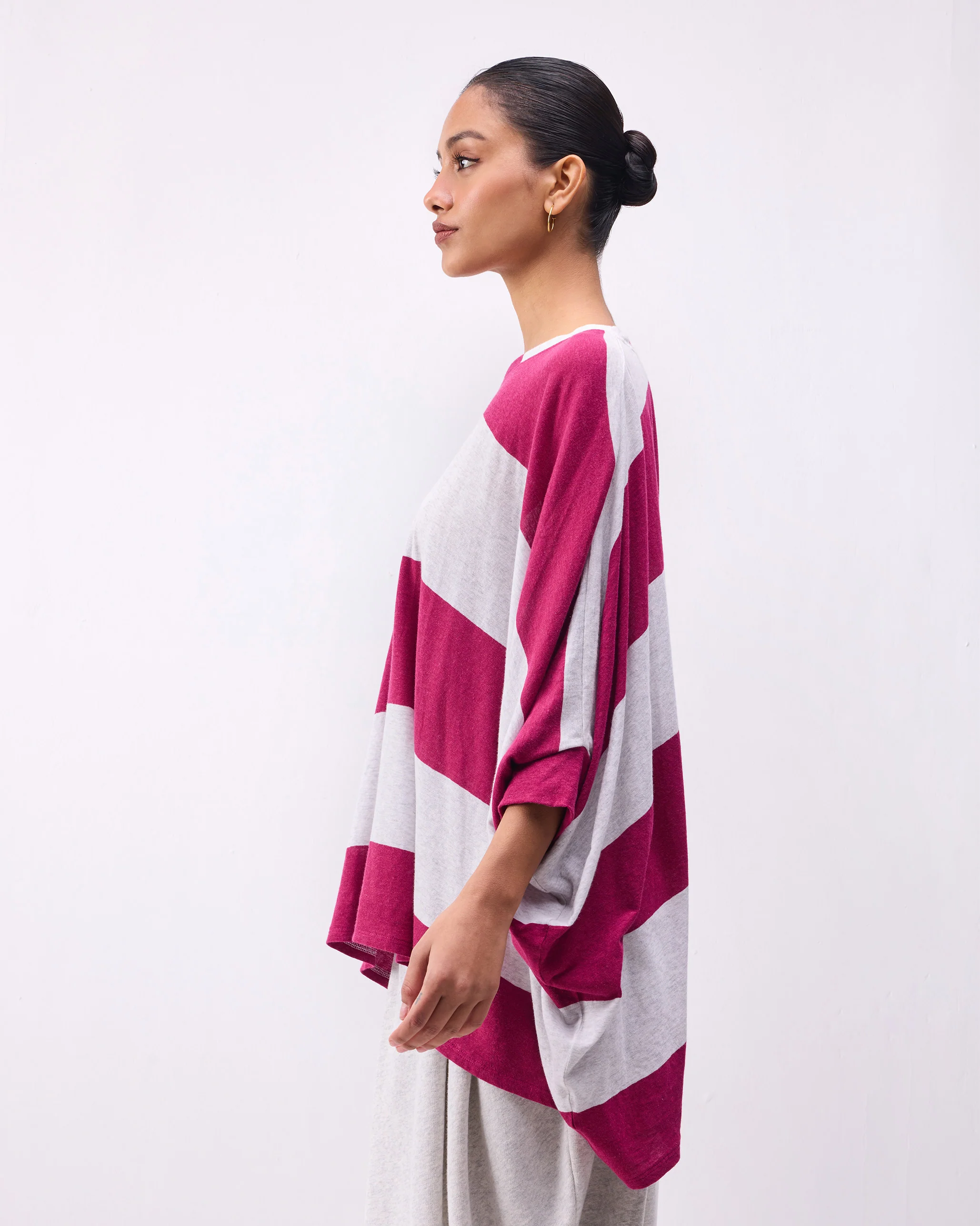 Lyla Top - Berry & Grey Stripes - Image 4