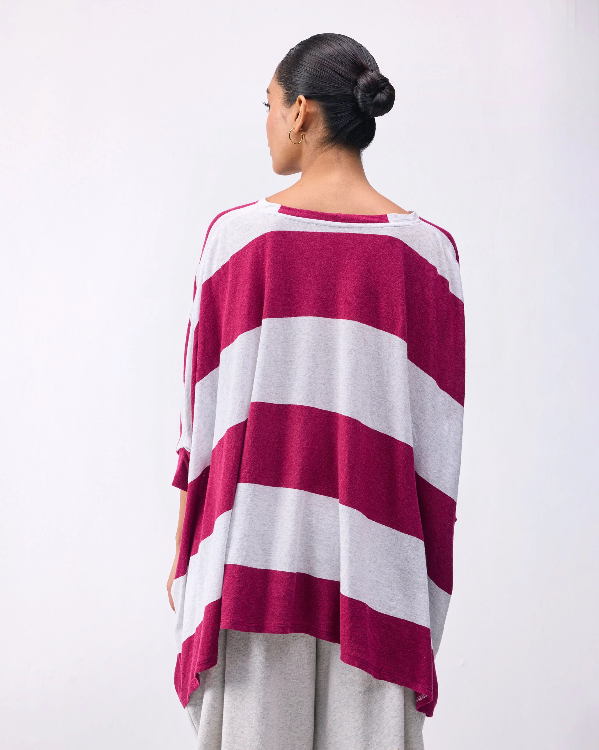 Lyla Top - Berry & Grey Stripes - Image 5