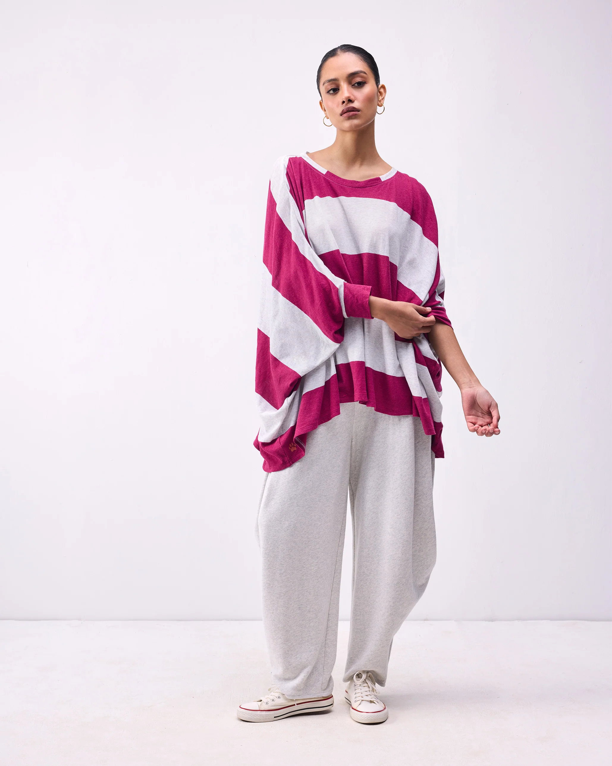 Lyla Top - Berry & Grey Stripes - Image 6