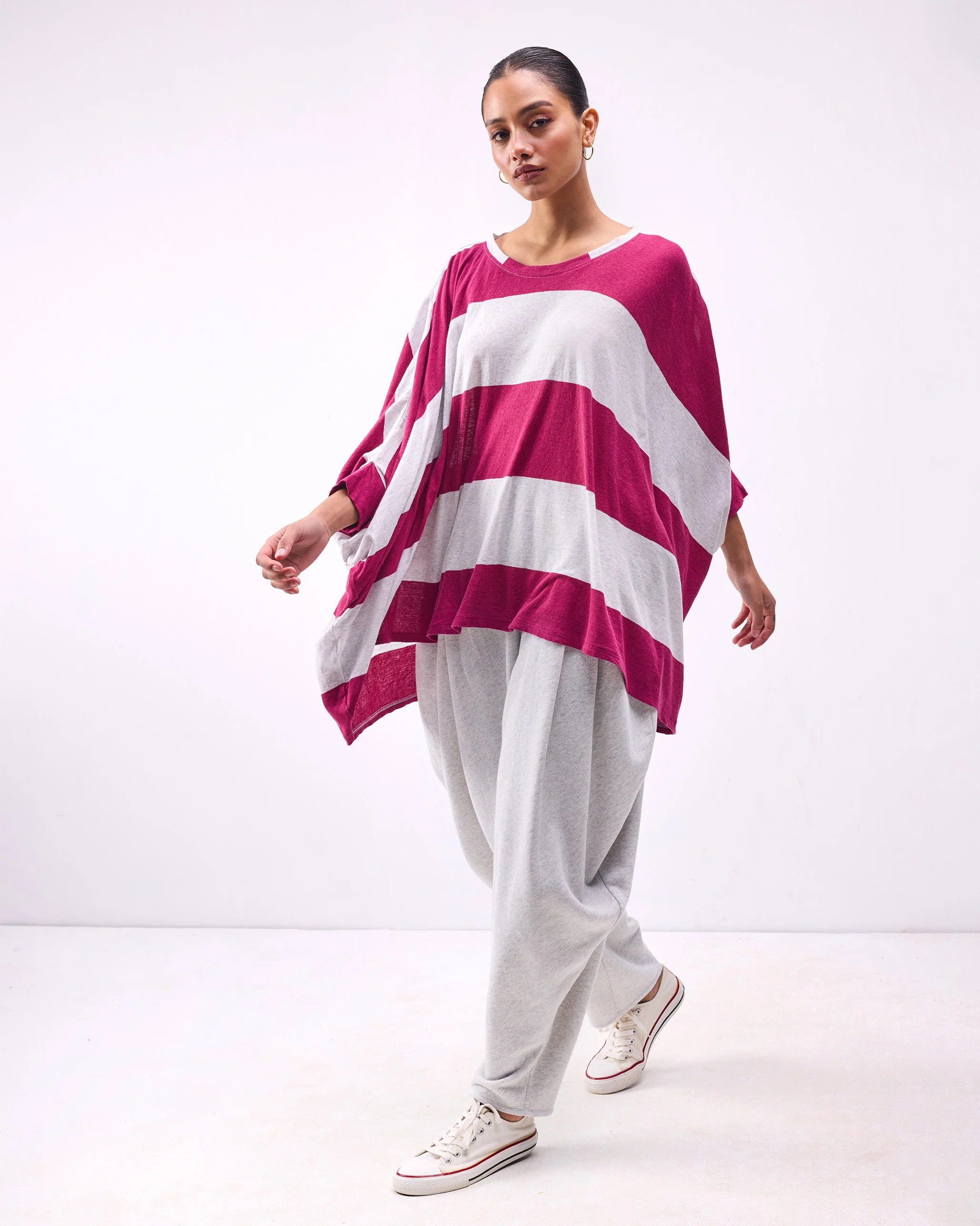 Lyla Top - Berry & Grey Stripes - Image 7