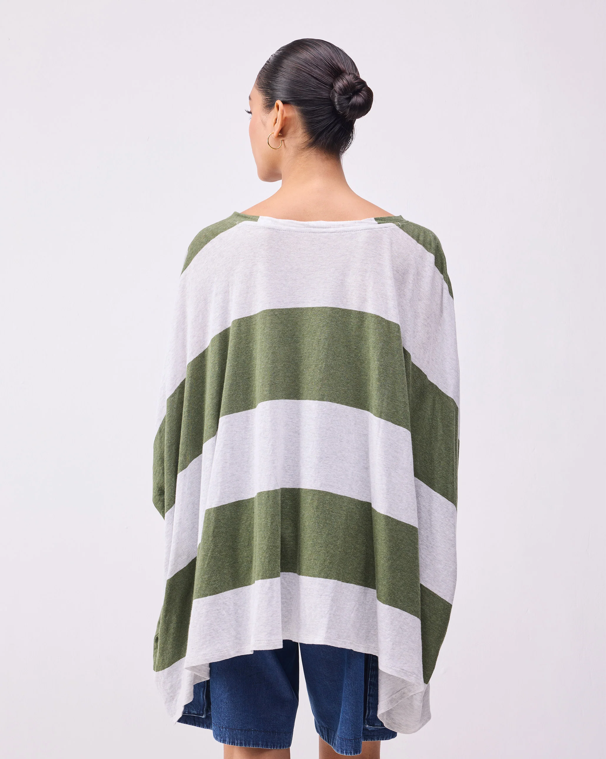 Lyla Top - Olive & Grey Stripes - Image 3