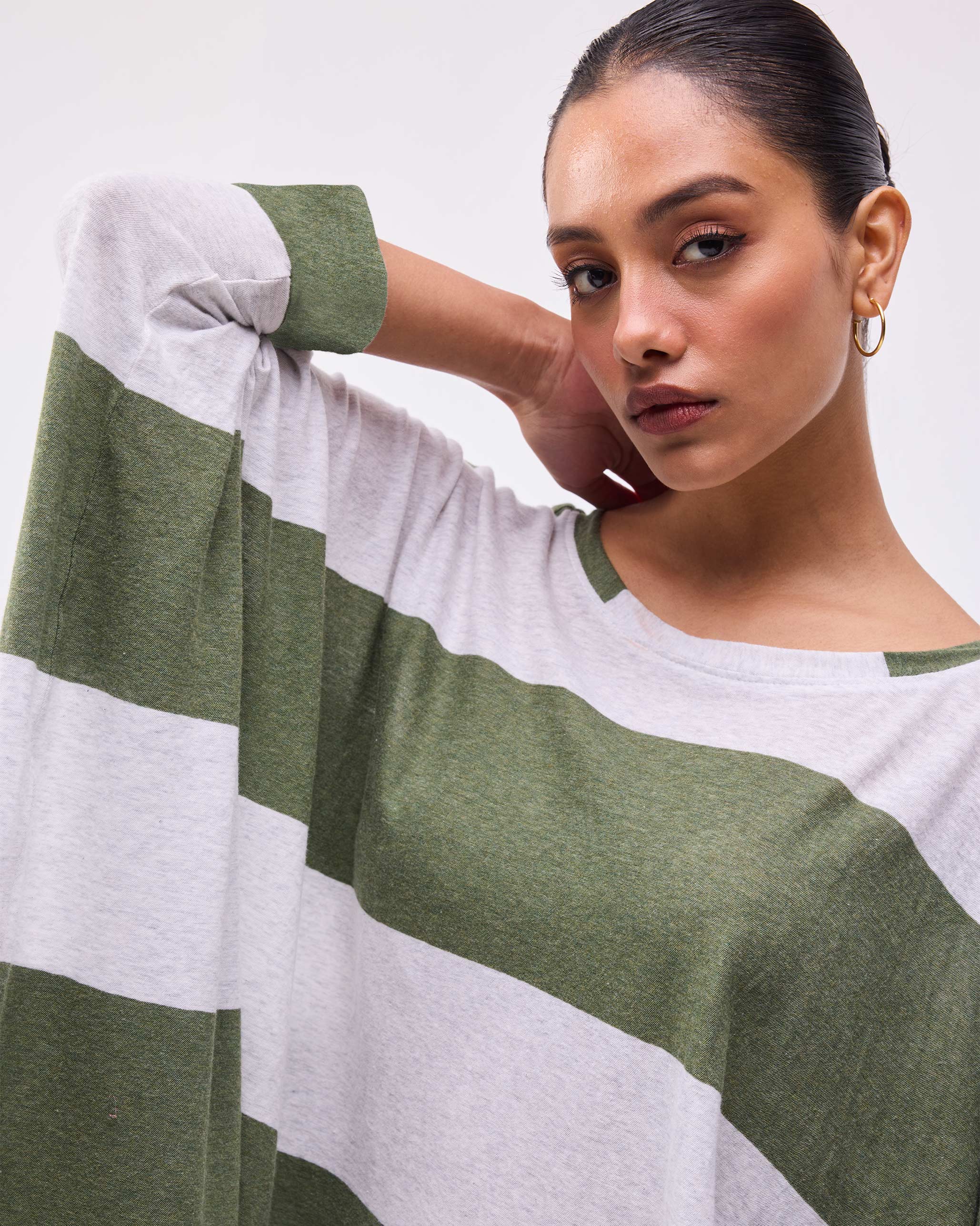 Lyla Top - Olive & Grey Stripes - Image 4