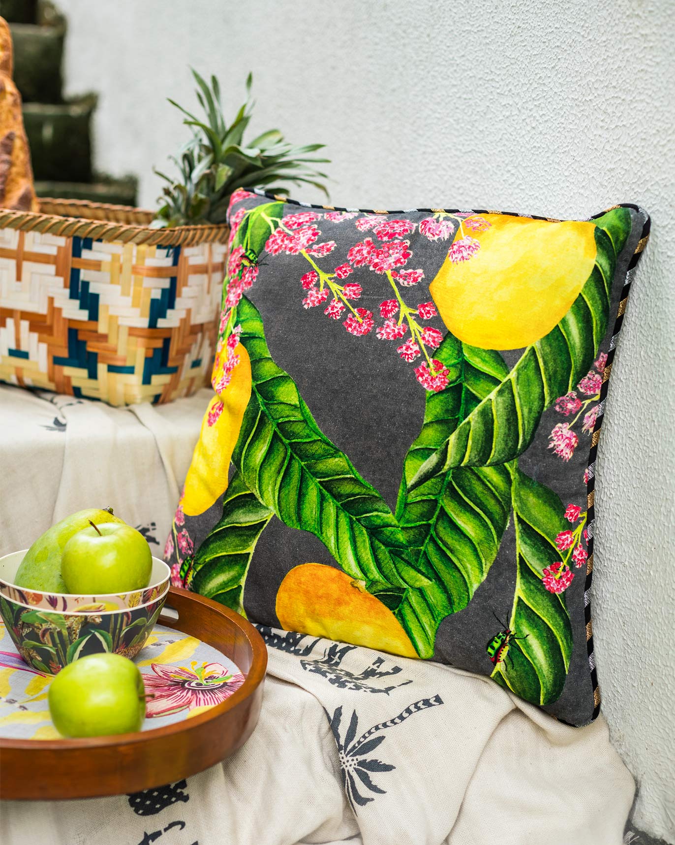 Madagascar Mango Cushion Cover - Charcoal - Image 2