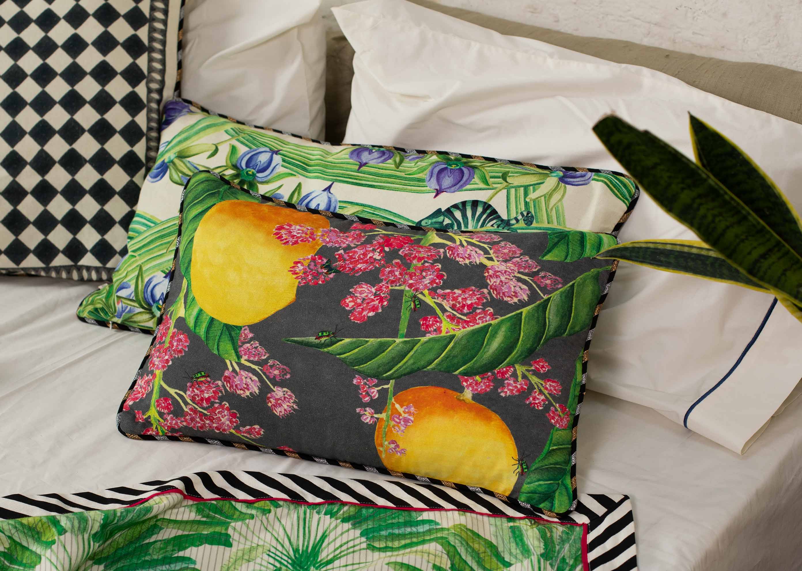 Madagascar Mango Lumbar Cushion Cover - Charcoal - Image 3