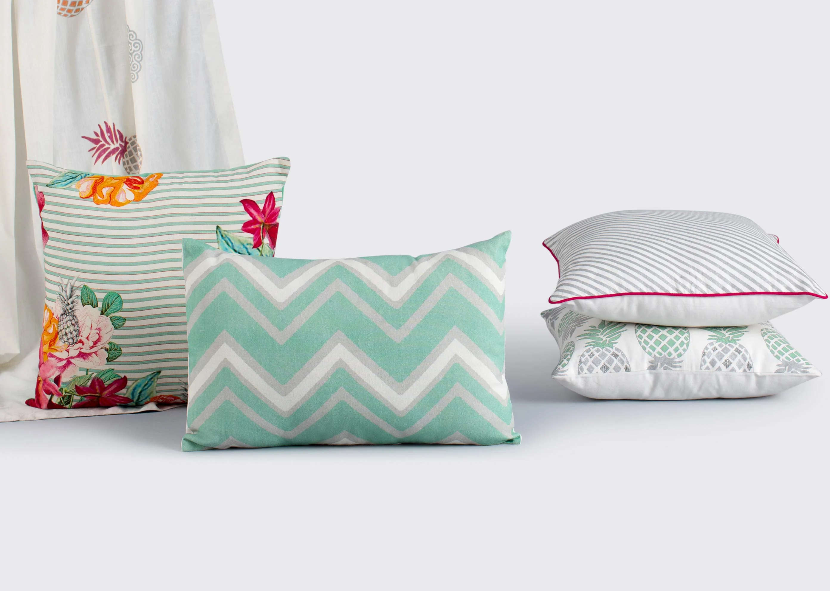 Mahe Chevron Pillow Cover - Aqua - Image 3