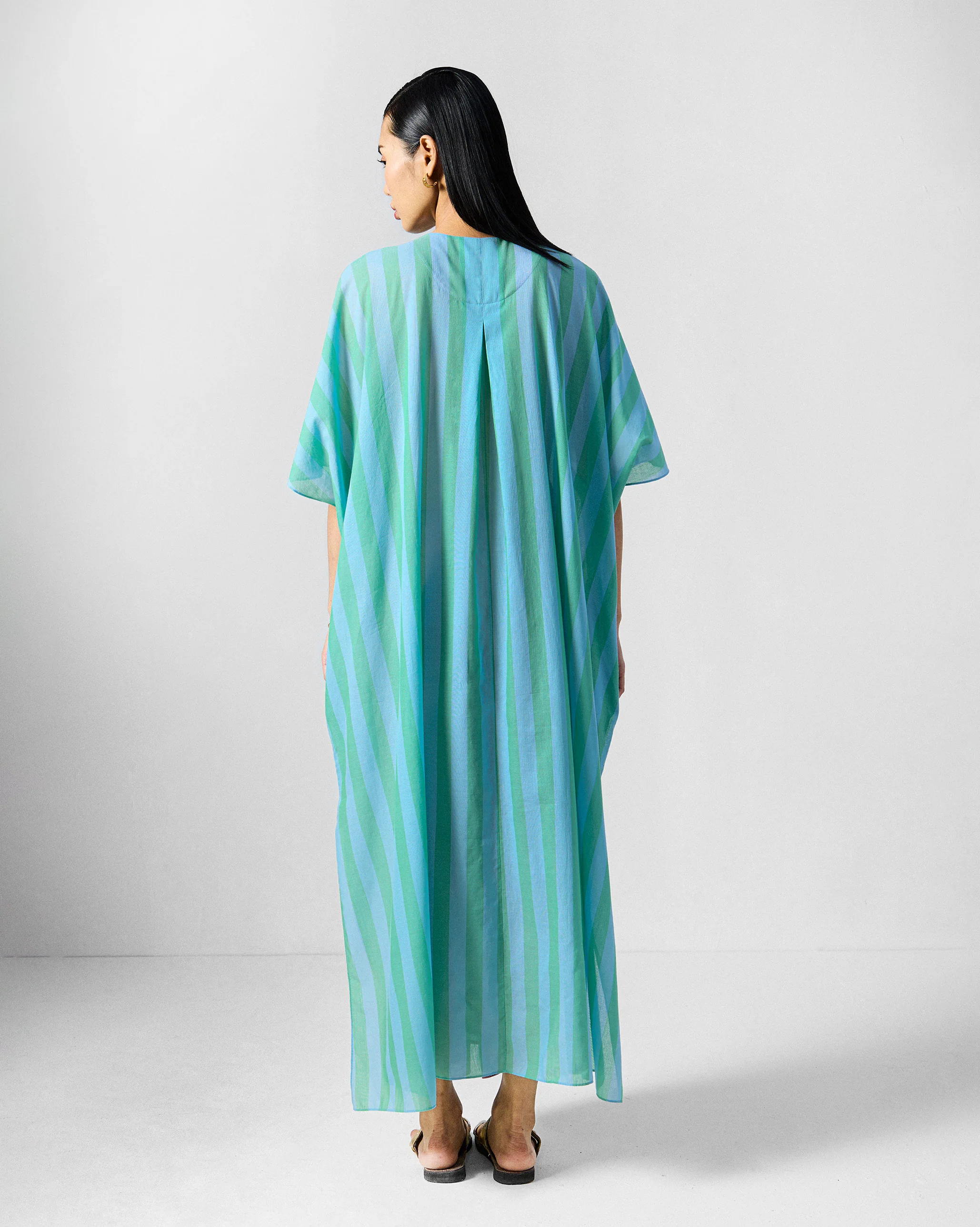 Mala Kaftan - Blue & Green Stripes - Image 3