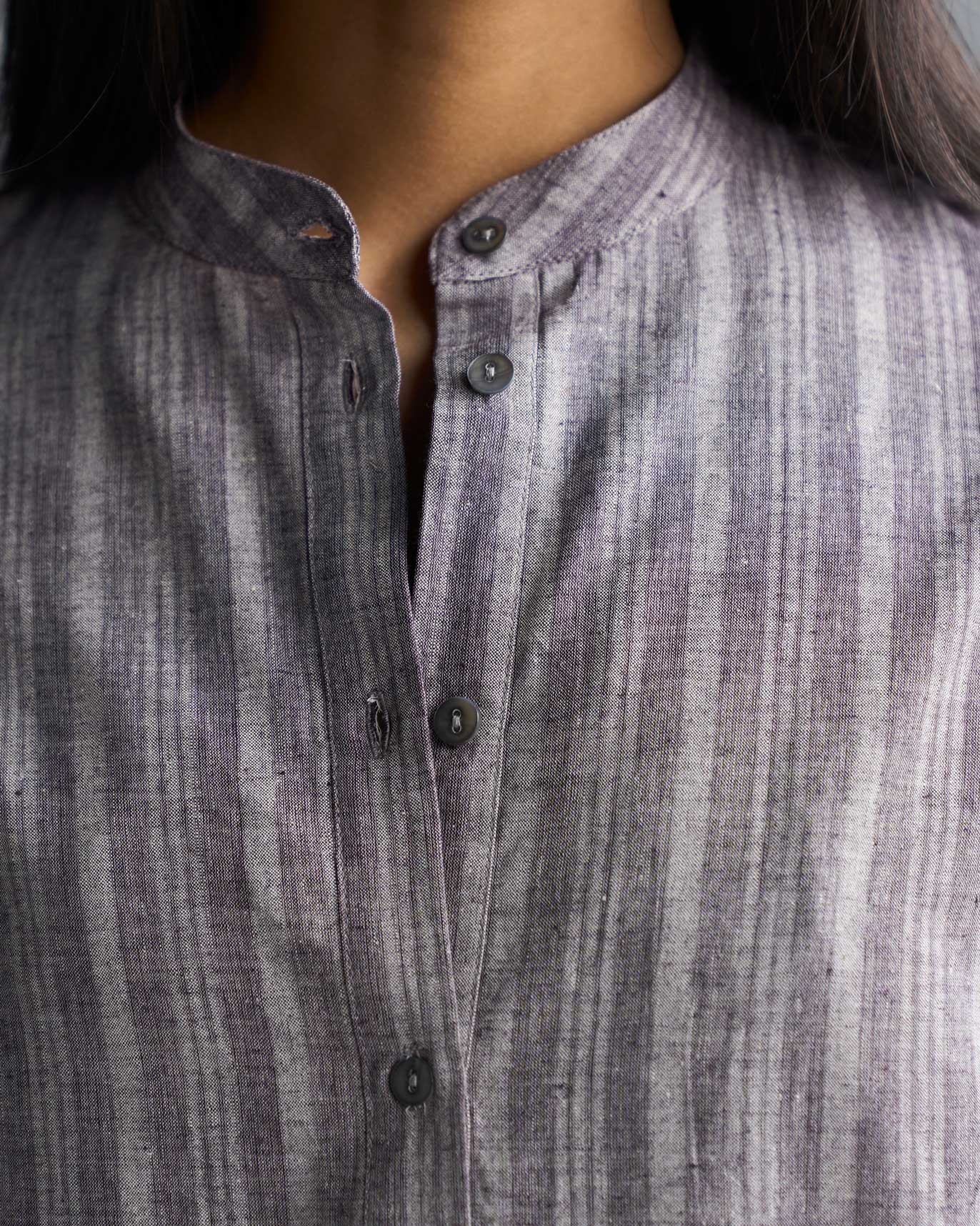 Mandarin Collar Kurta - Grey - Image 2