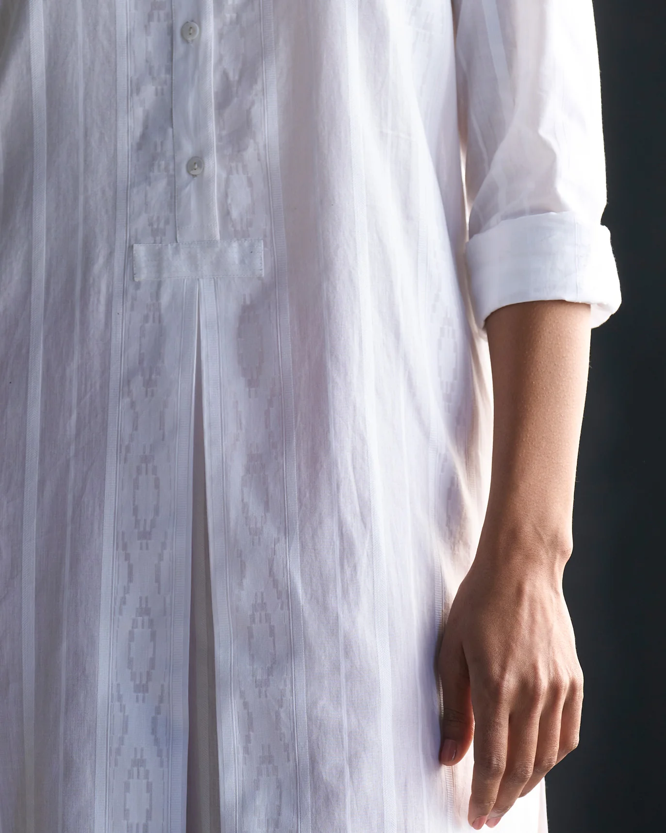 Mandarin Collar Kurta - White - Image 2