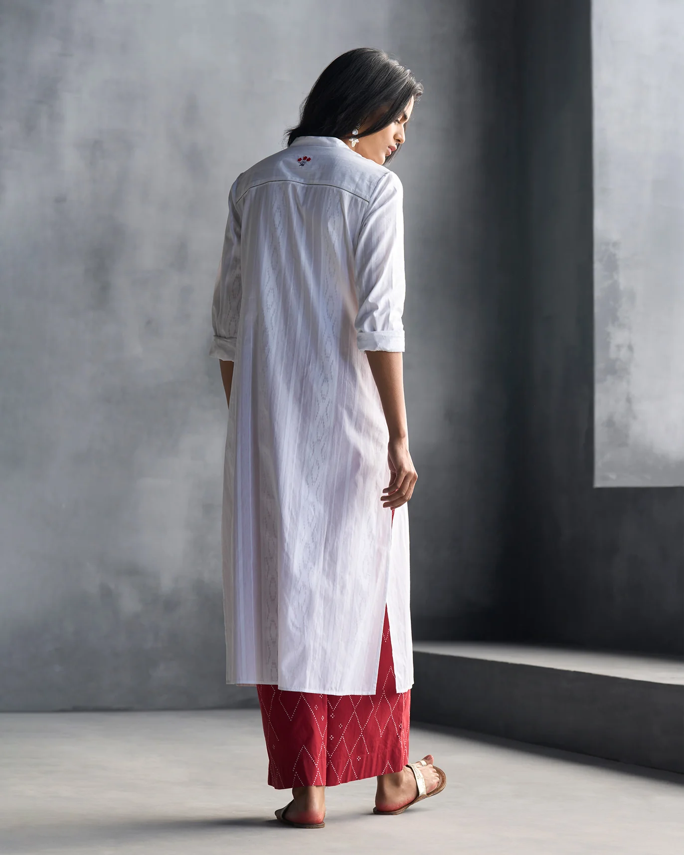 Mandarin Collar Kurta - White - Image 4