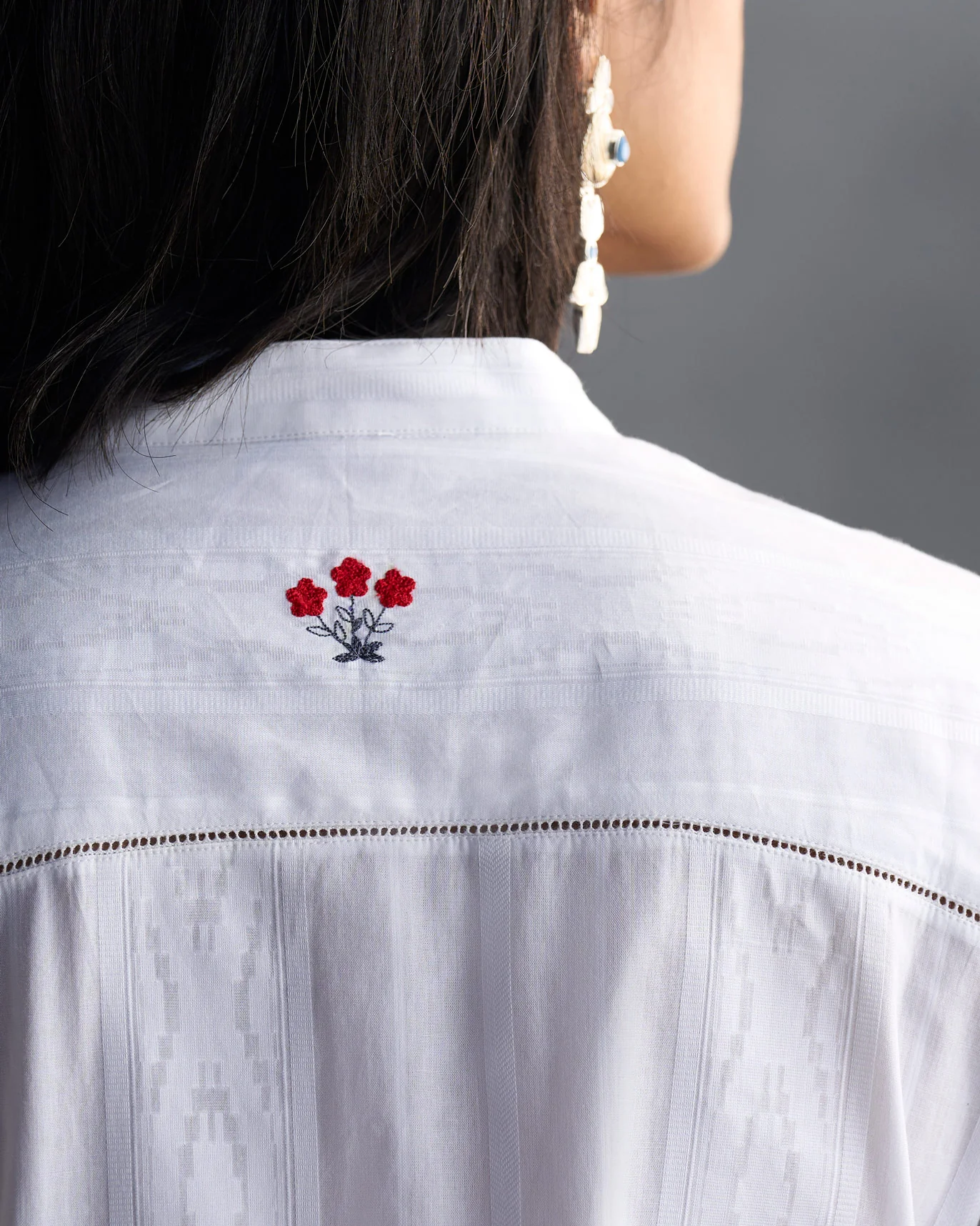 Mandarin Collar Kurta - White - Image 5