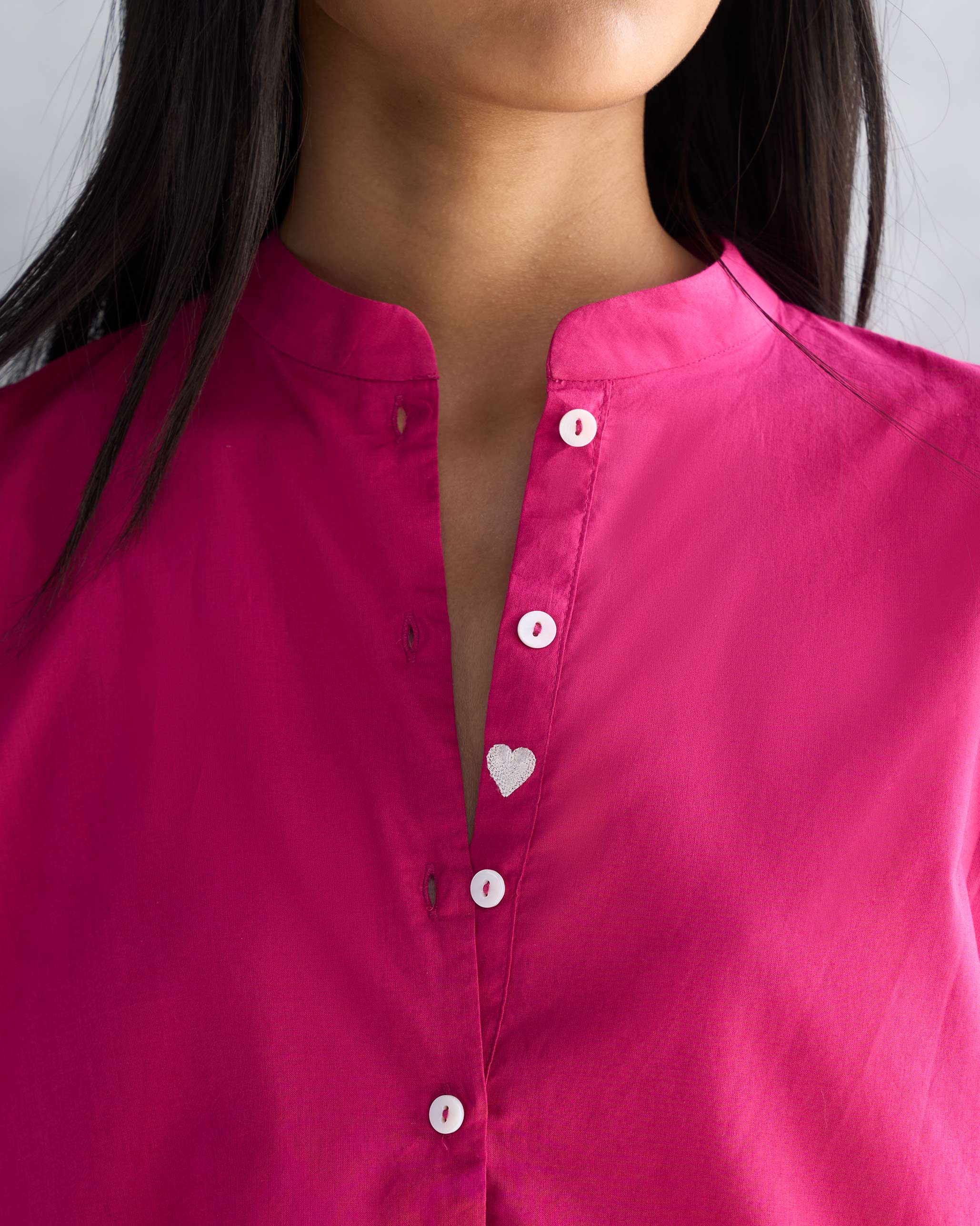 Mandarin Collar Top - Berry - Image 2