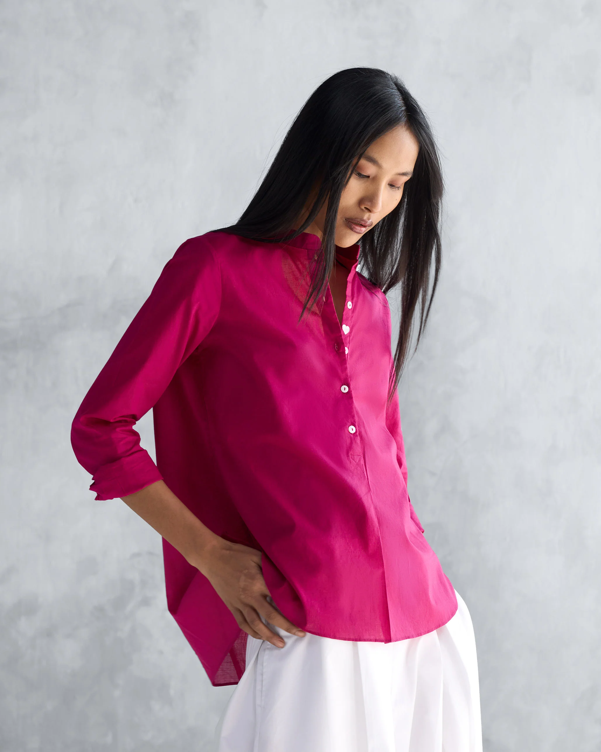Mandarin Collar Top - Berry - Image 3