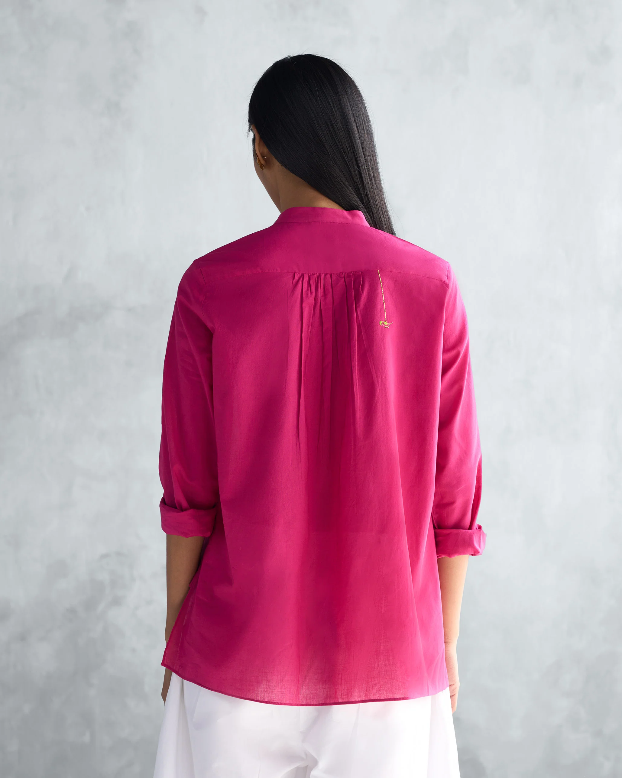 Mandarin Collar Top - Berry - Image 4