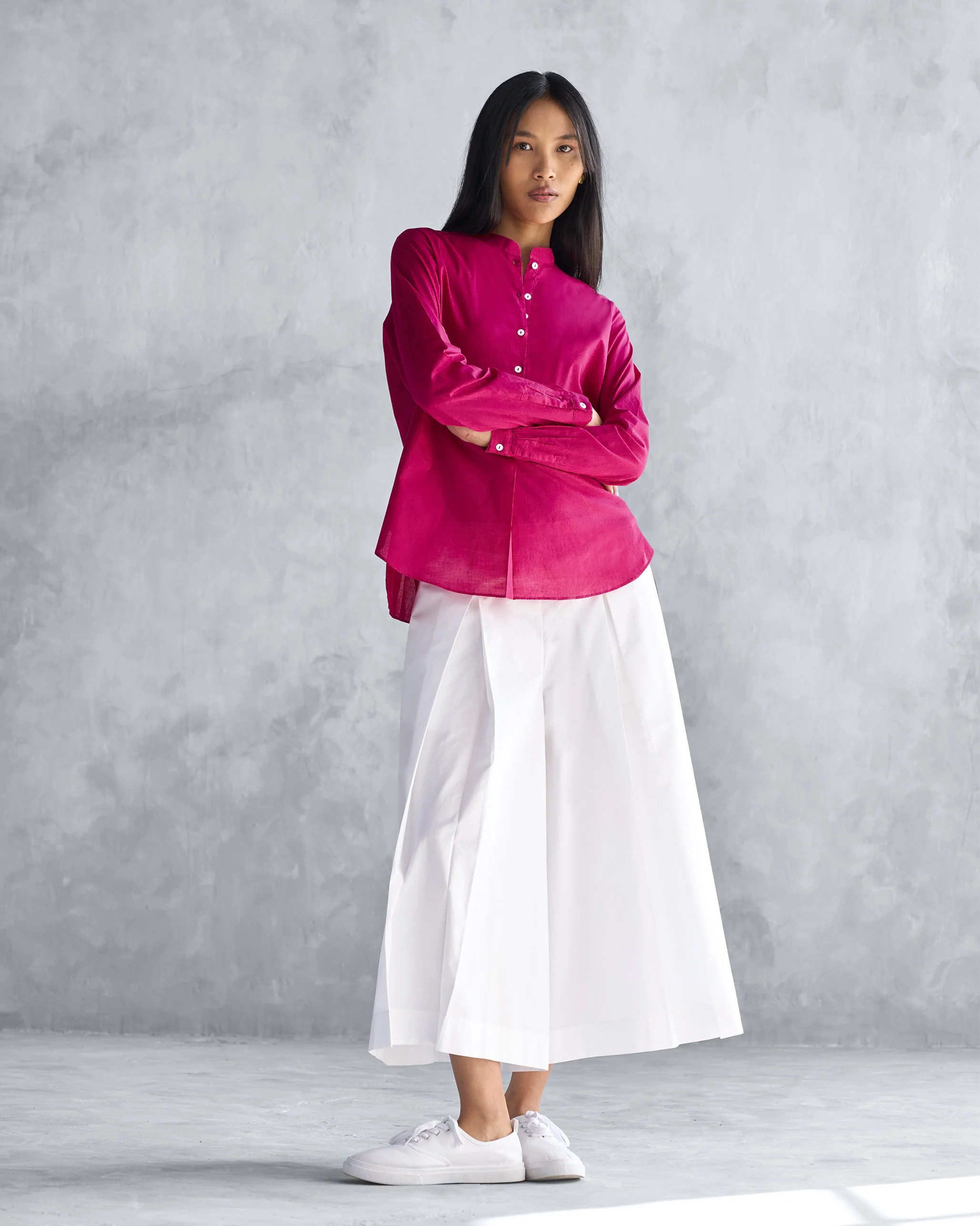 Mandarin Collar Top - Berry - Image 5