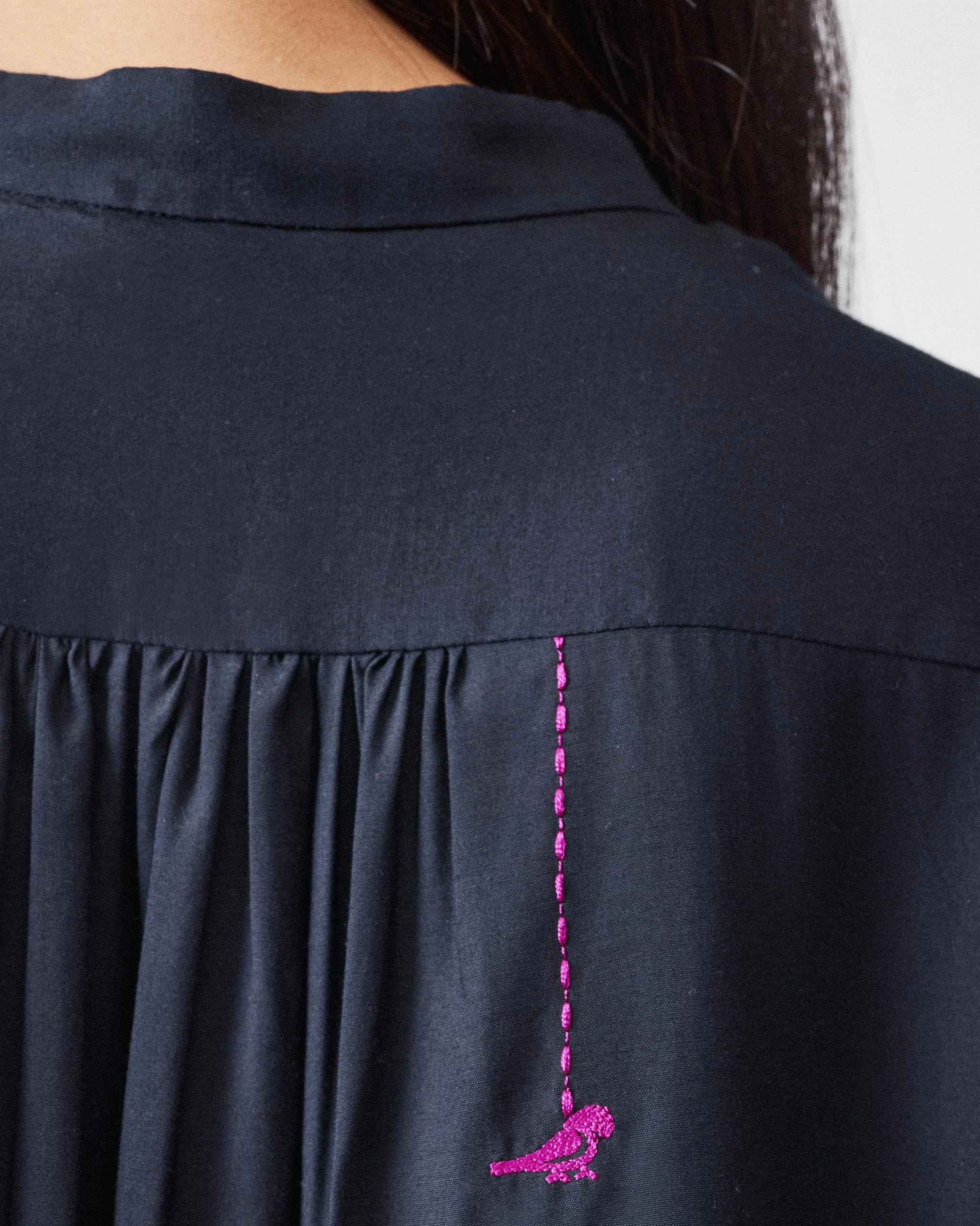 Mandarin Collar Top - Black - Image 5