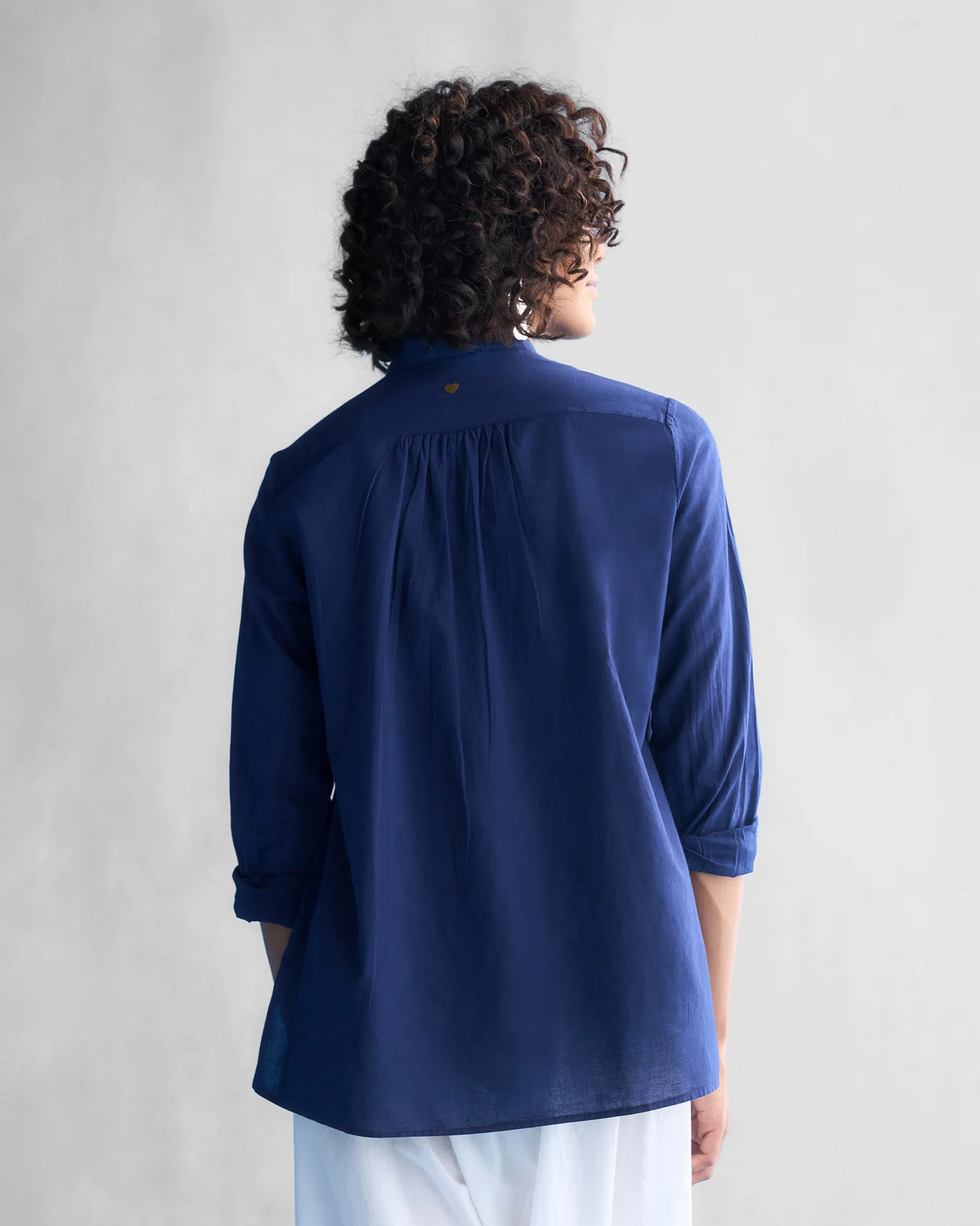 Mandarin Collar Top - Blue - Image 3