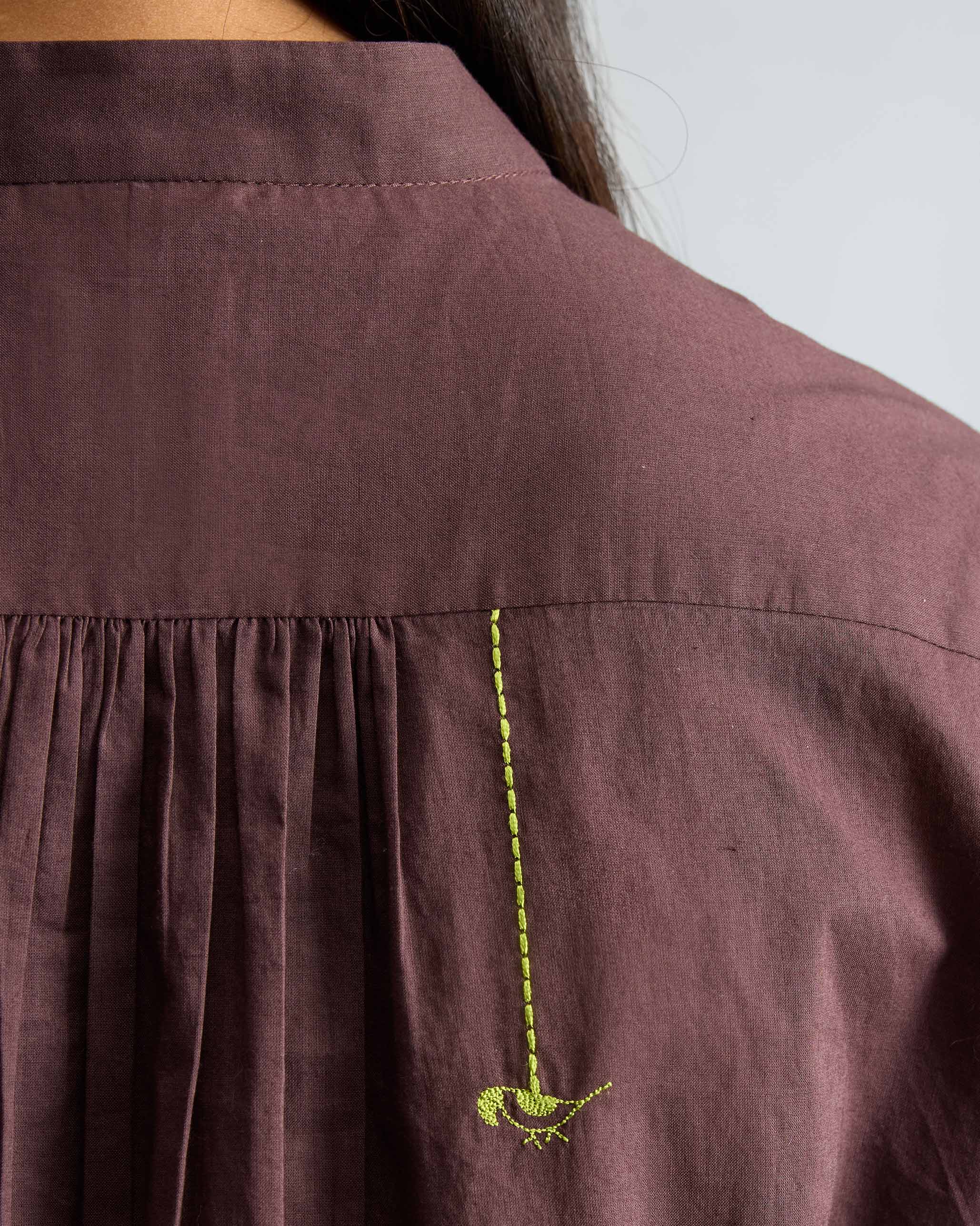 Mandarin Collar Top - Chocolate Plum - Image 5