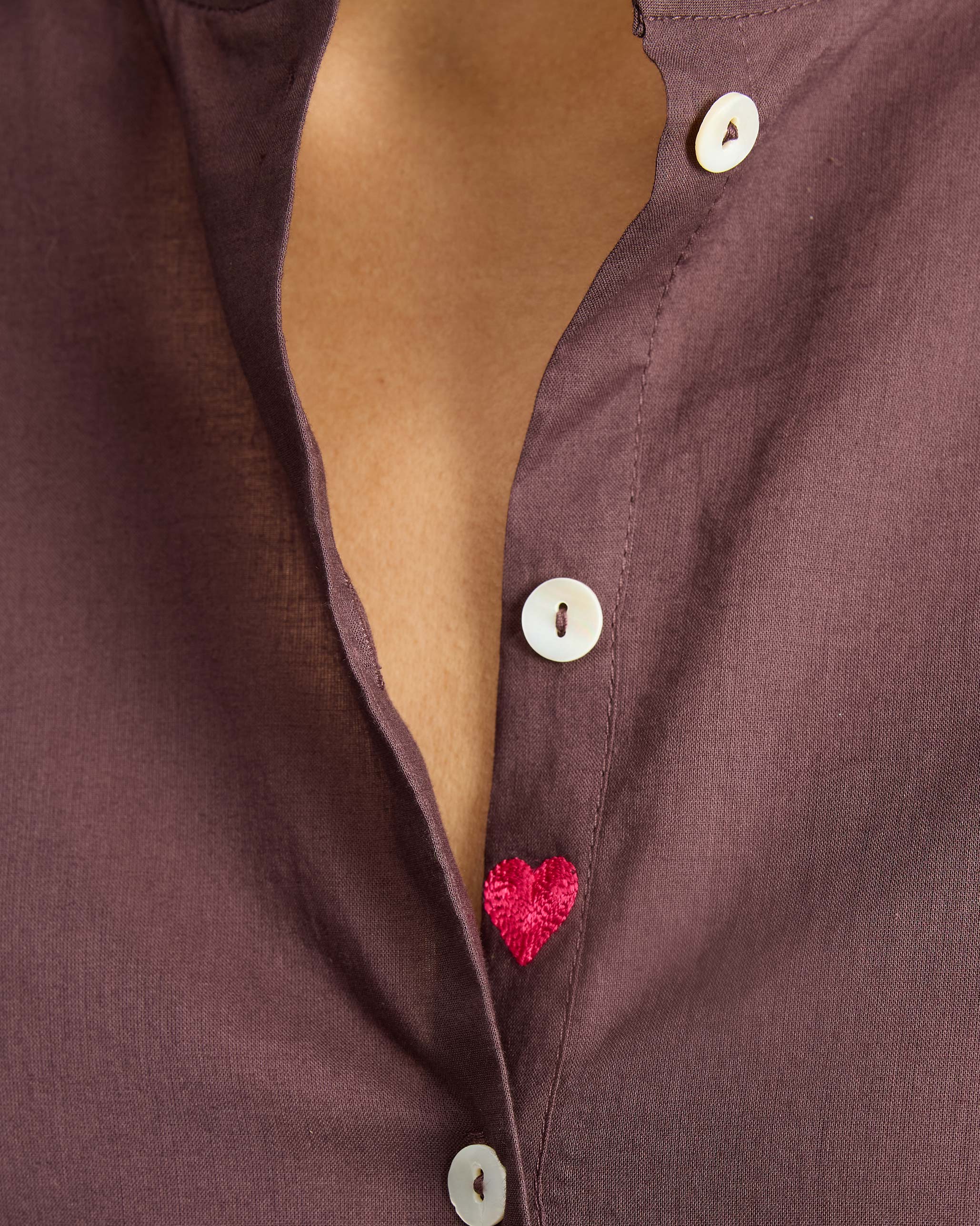 Mandarin Collar Top - Chocolate Plum - Image 6