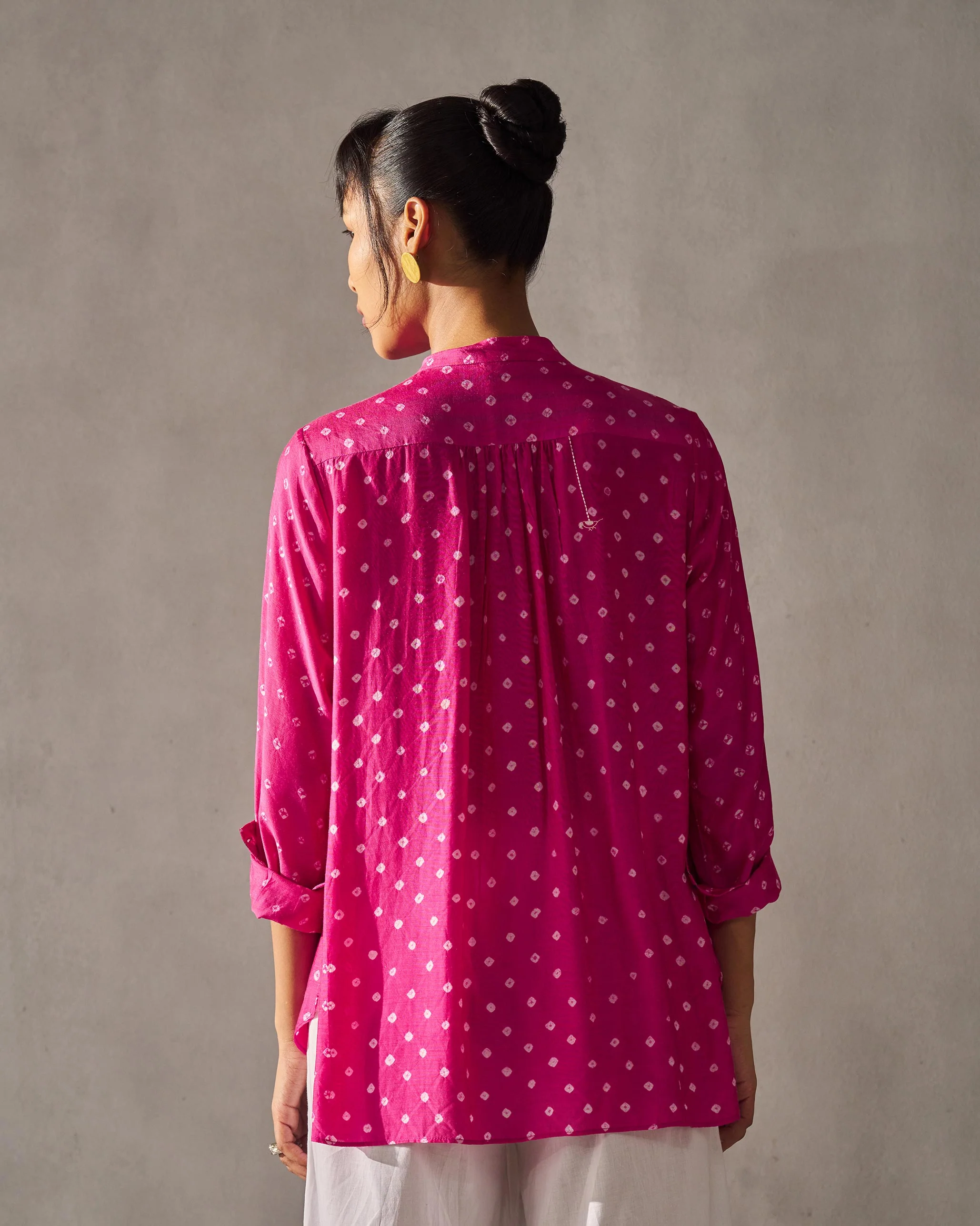 Mandarin Collar Top - Fuchsia - Image 5
