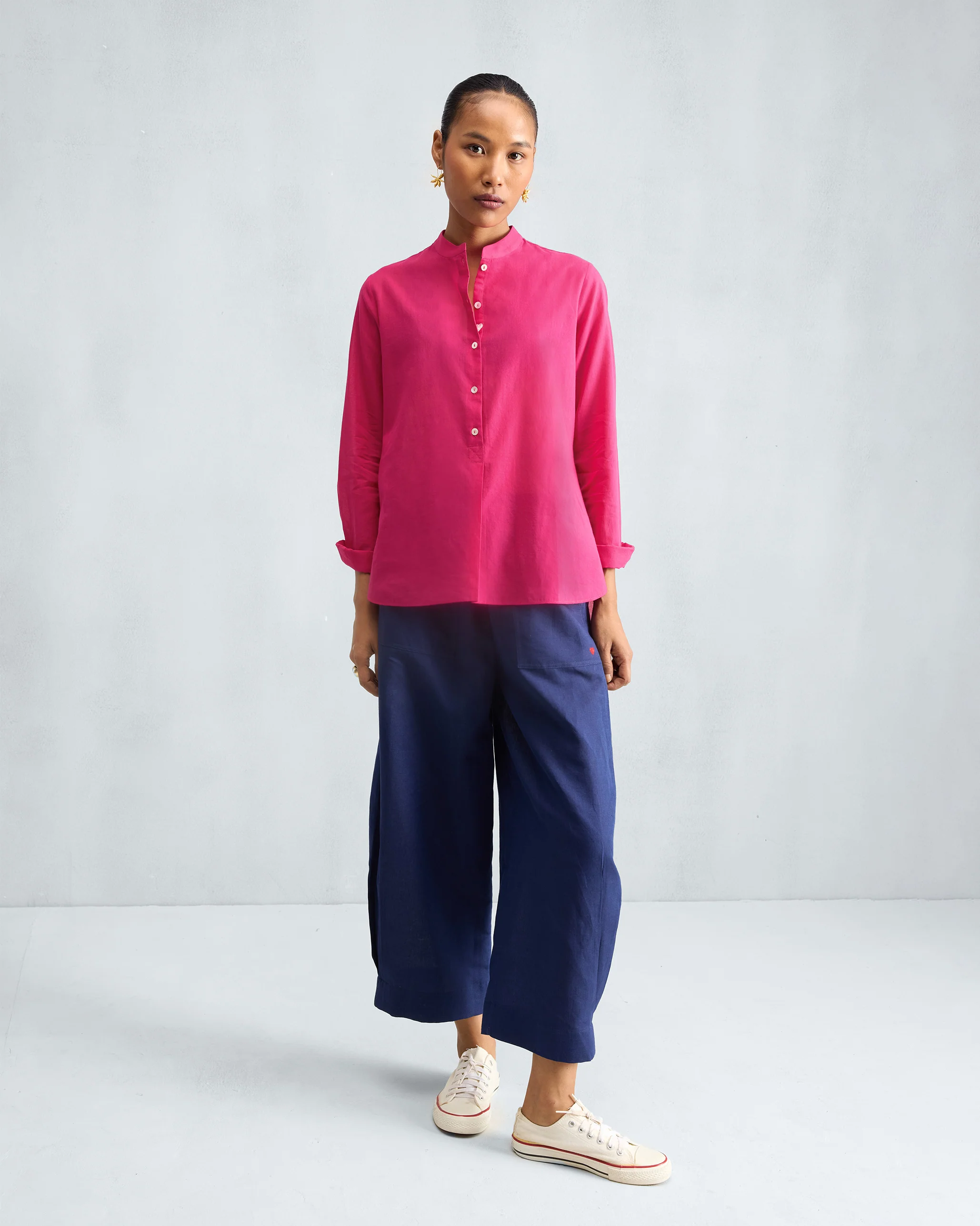Mandarin Collar Top - Fuchsia - Image 7
