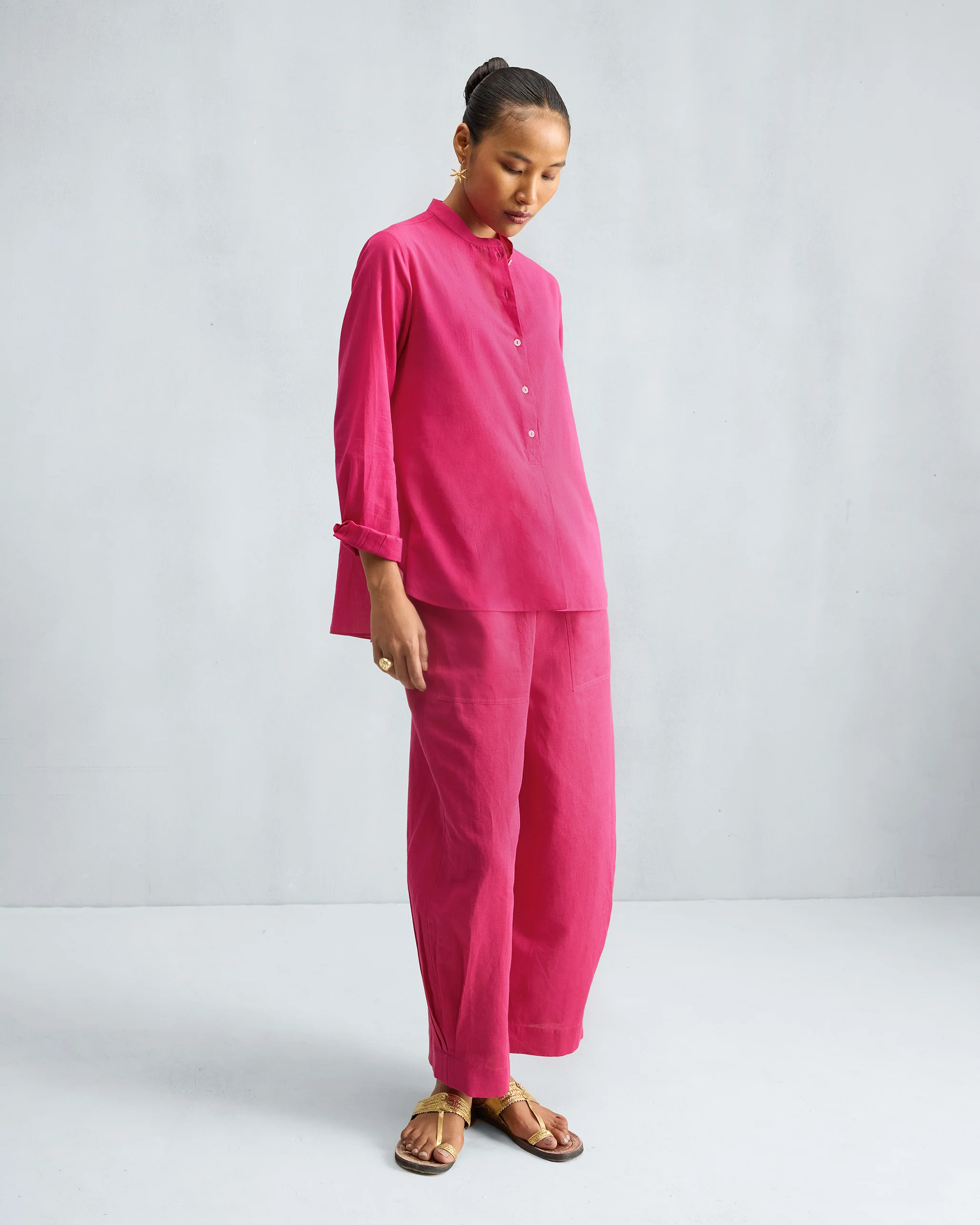 Mandarin Collar Top - Fuchsia - Image 8