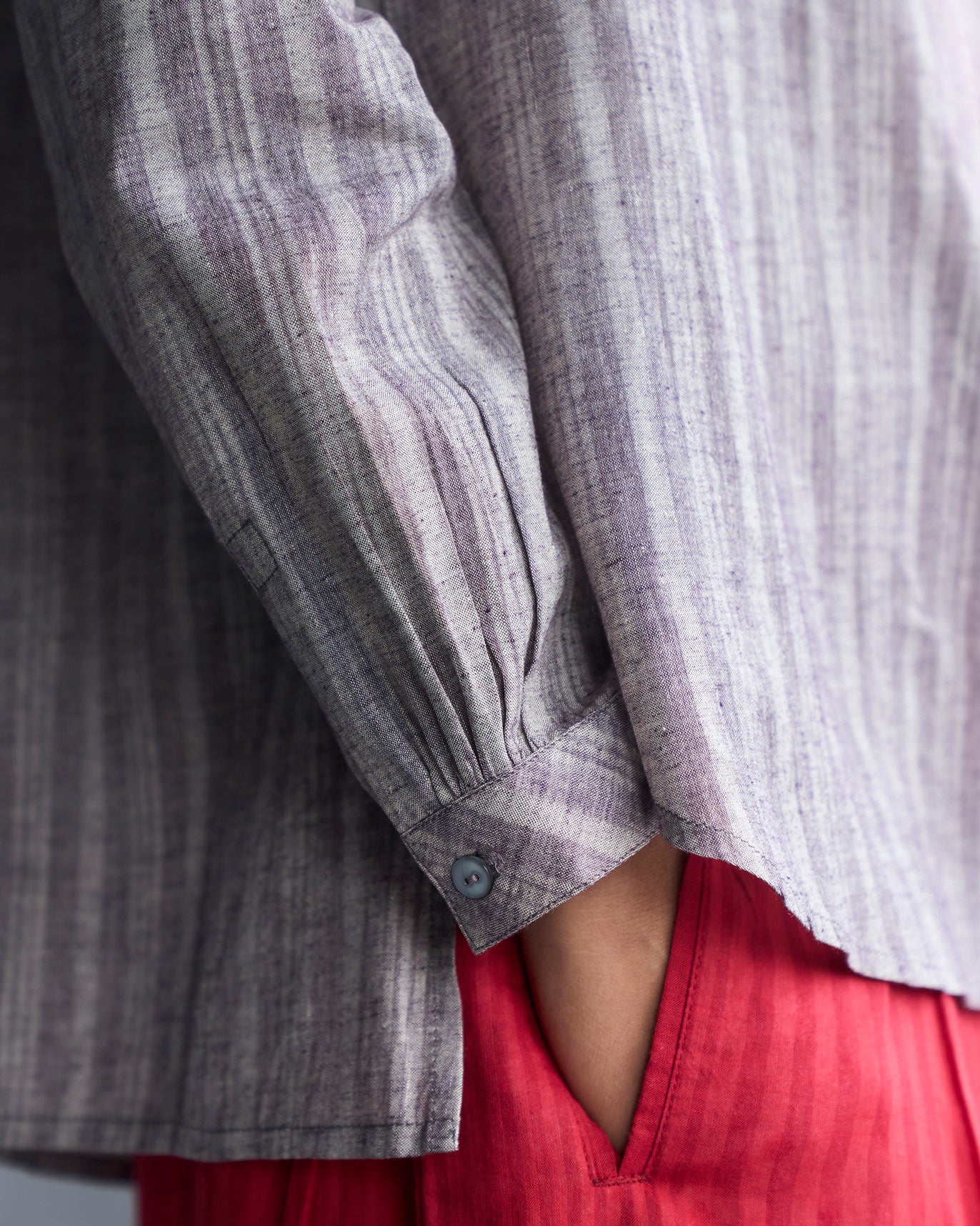 Mandarin Collar Top - Grey - Image 4