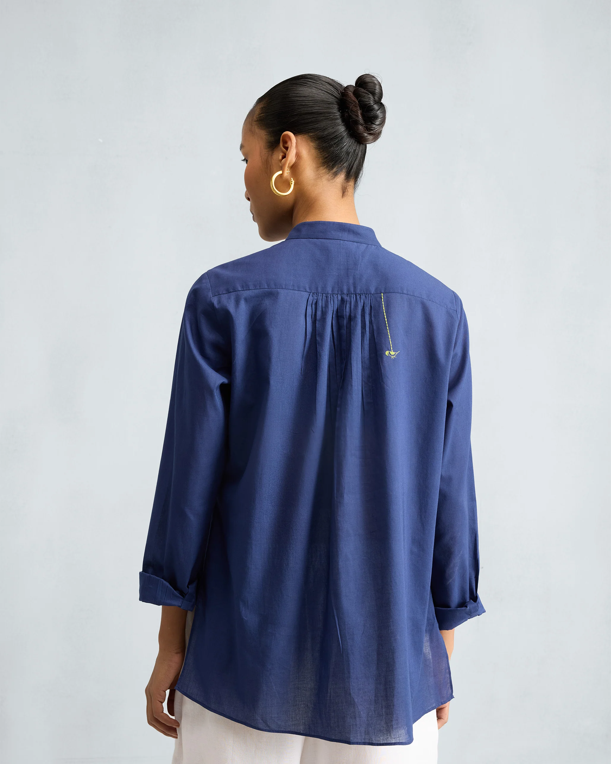 Mandarin Collar Top - Ink Blue - Image 2