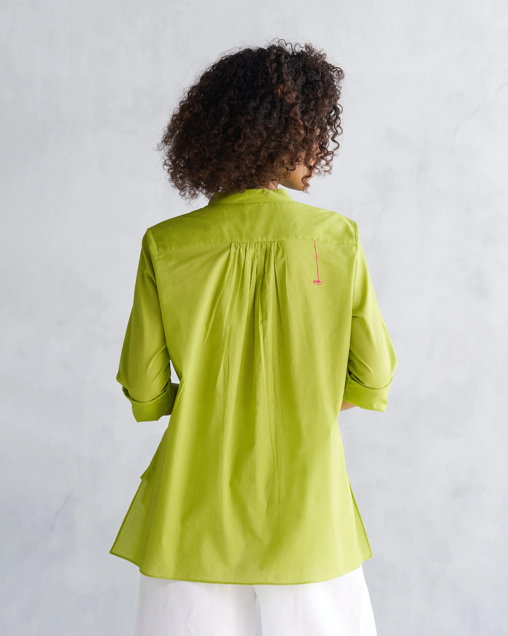 Mandarin Collar Top - Lime - Image 3