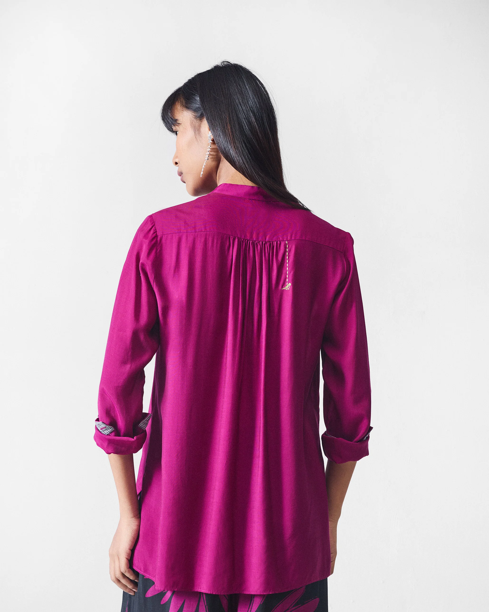 Mandarin Collar Top - Mulberry - Image 3