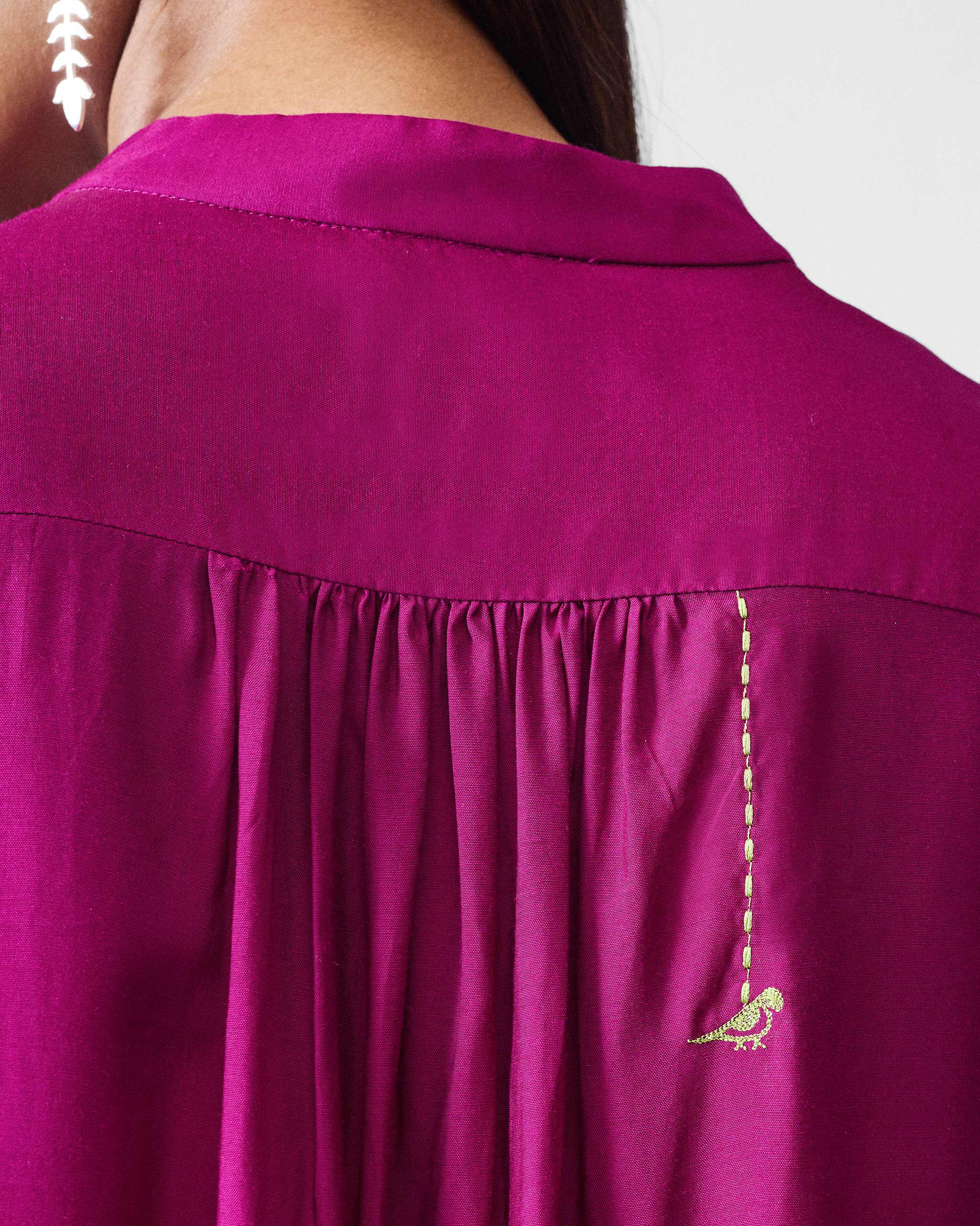 Mandarin Collar Top - Mulberry - Image 4