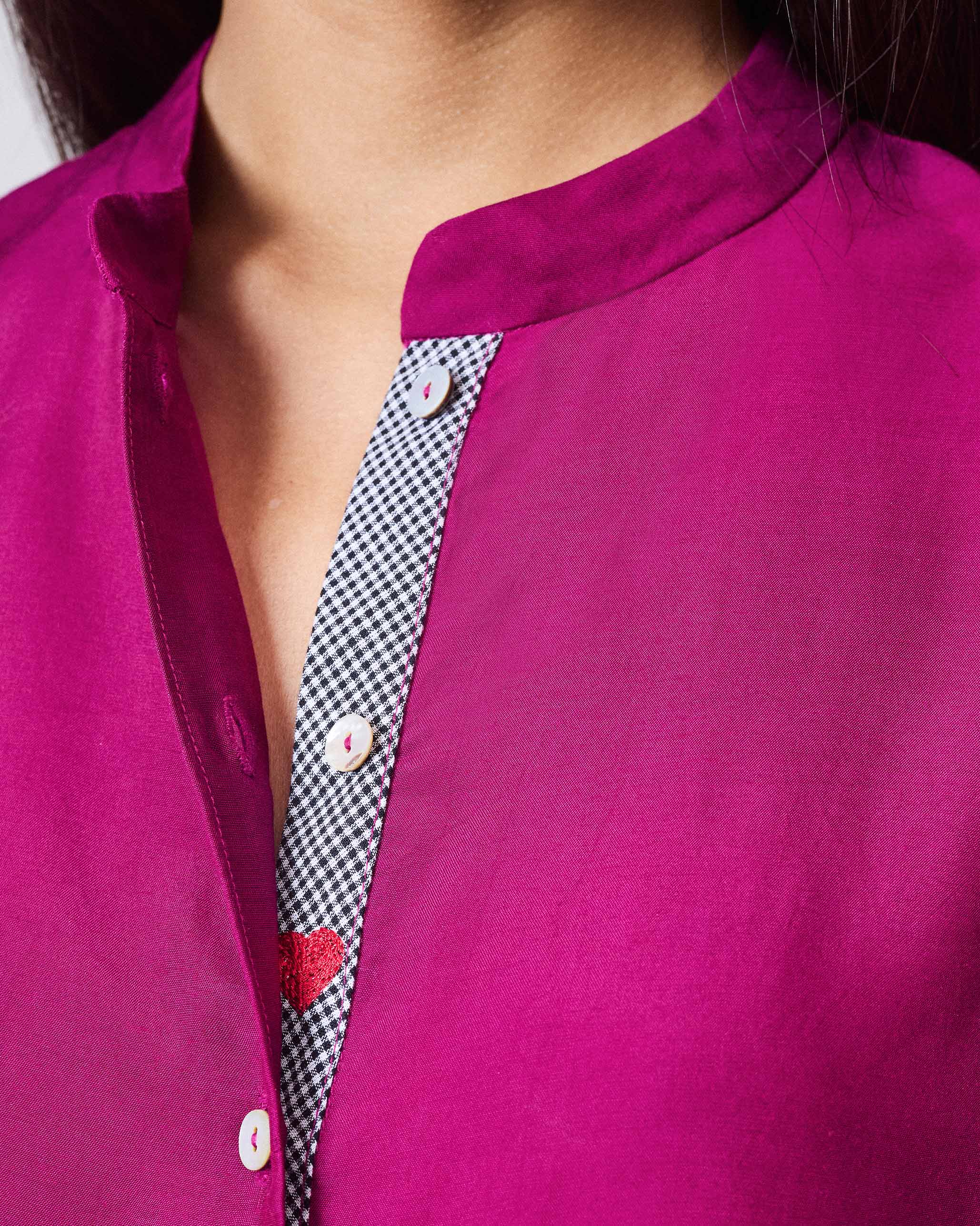 Mandarin Collar Top - Mulberry - Image 5