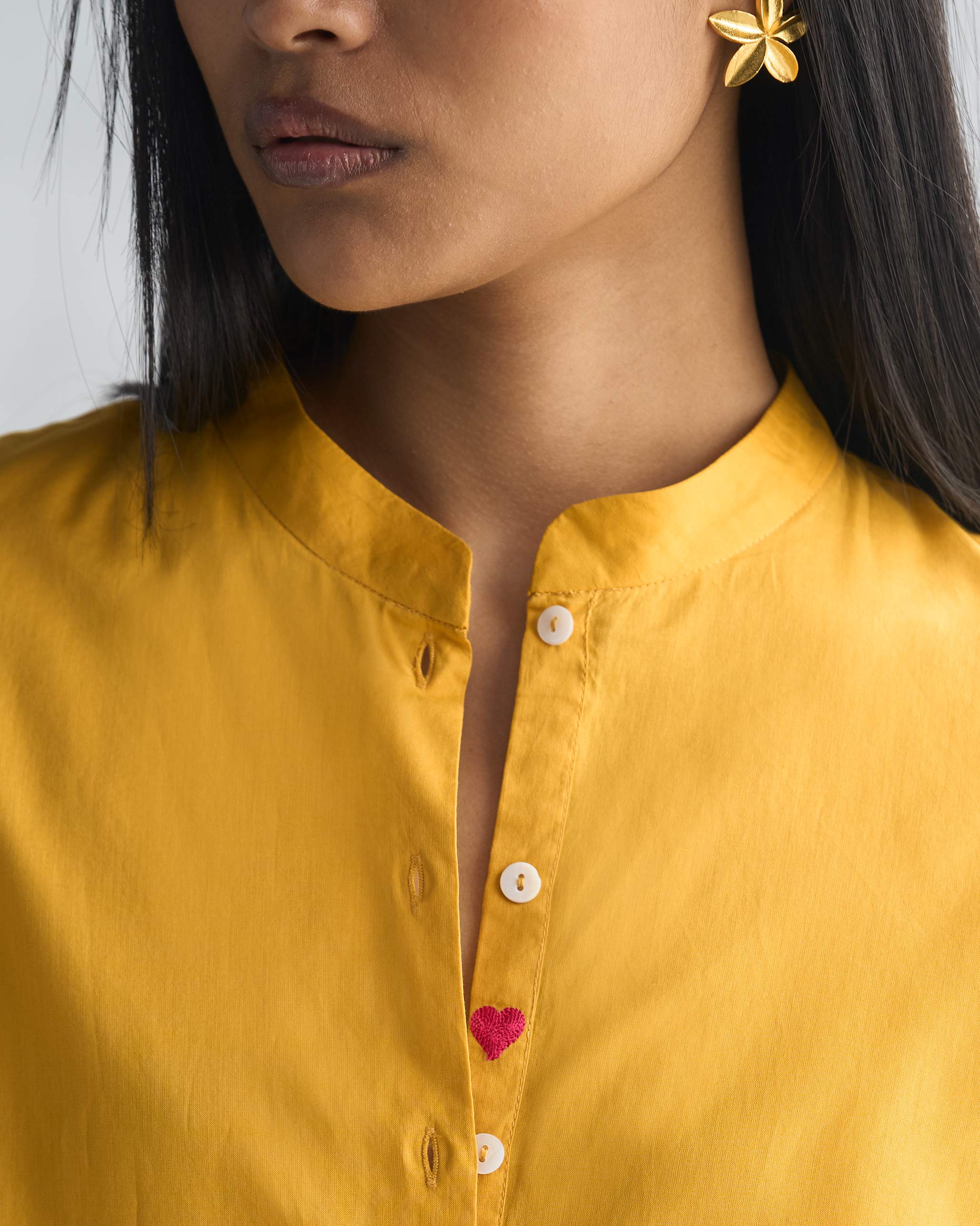 Mandarin Collar Top - Ochre - Image 2