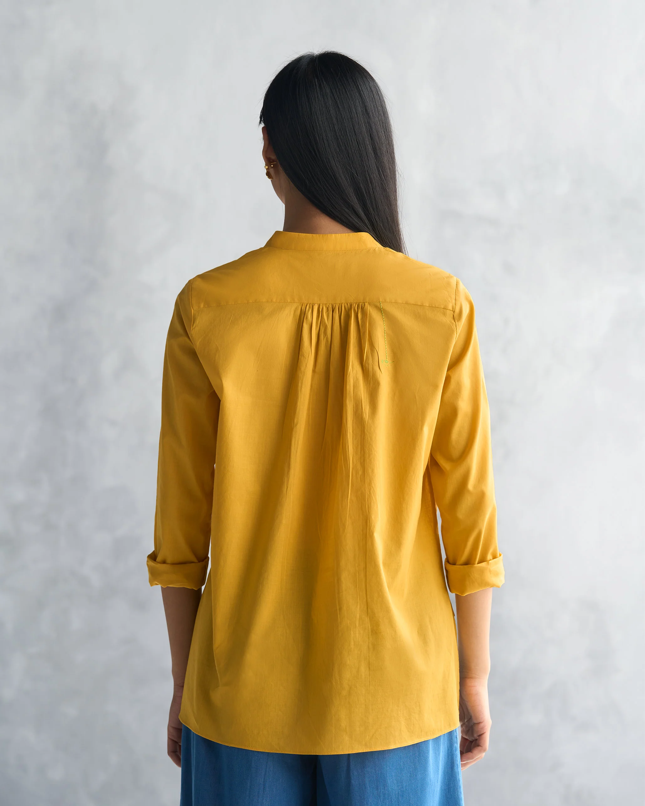 Mandarin Collar Top - Ochre - Image 3