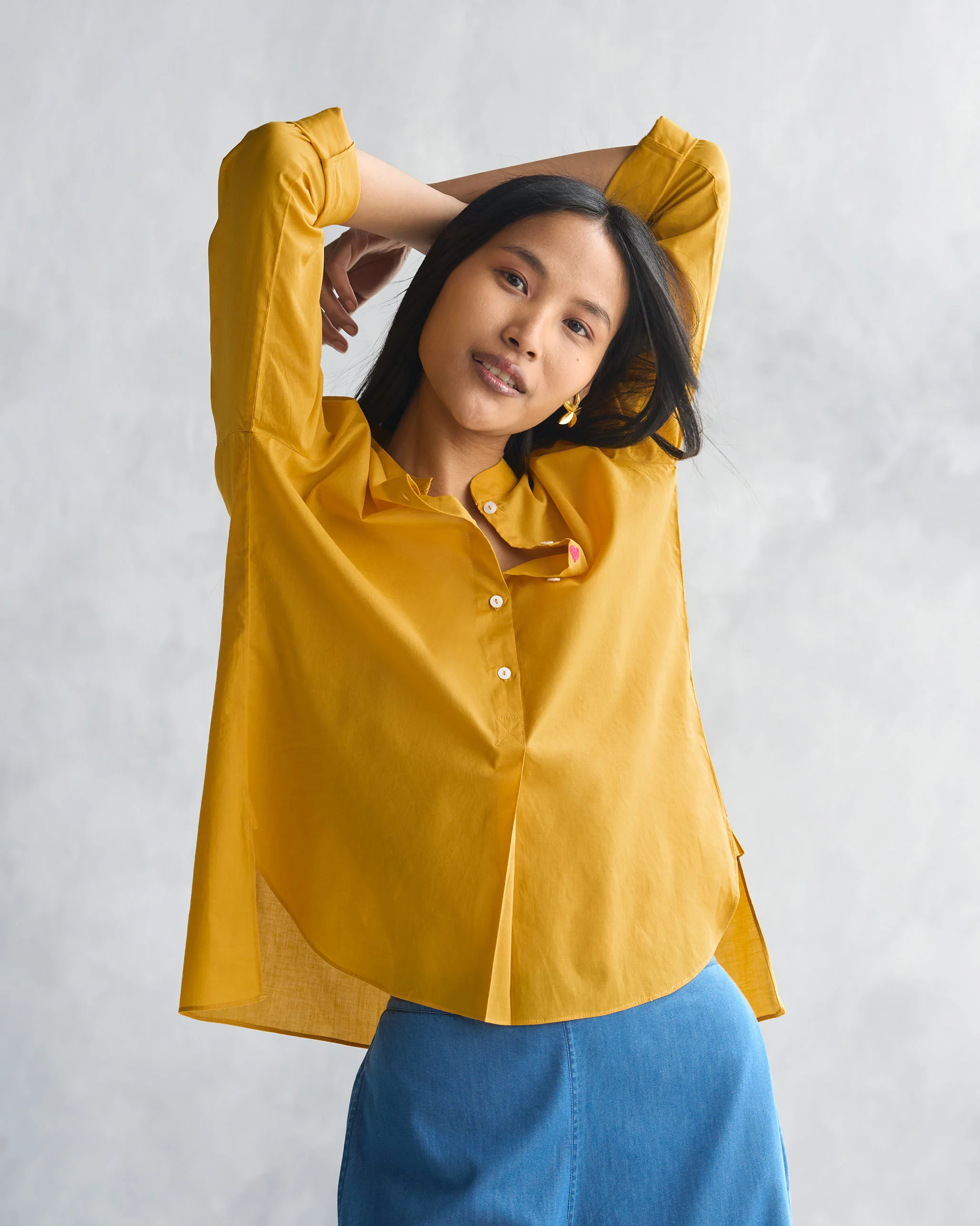 Mandarin Collar Top - Ochre - Image 4