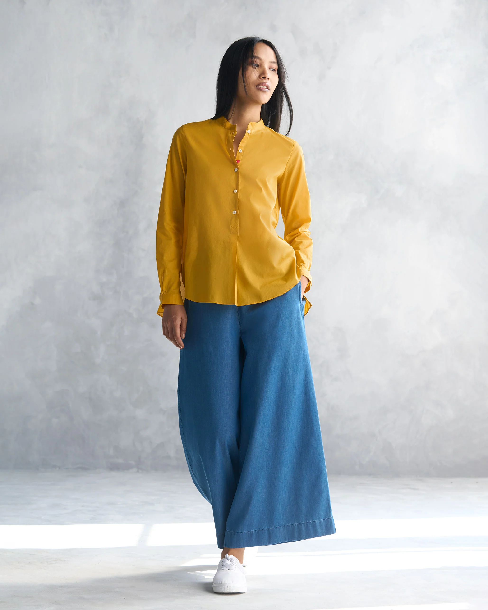 Mandarin Collar Top - Ochre - Image 5