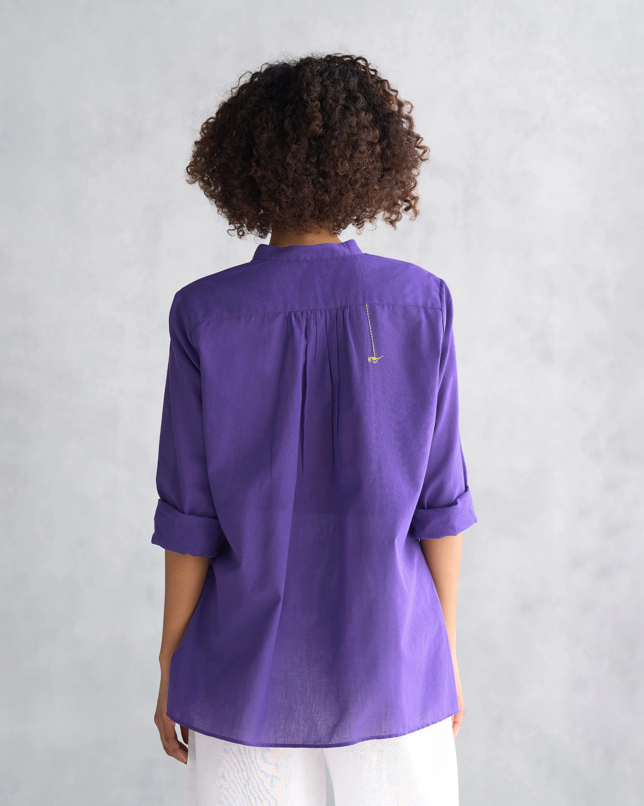 Mandarin Collar Top - Purple - Image 4