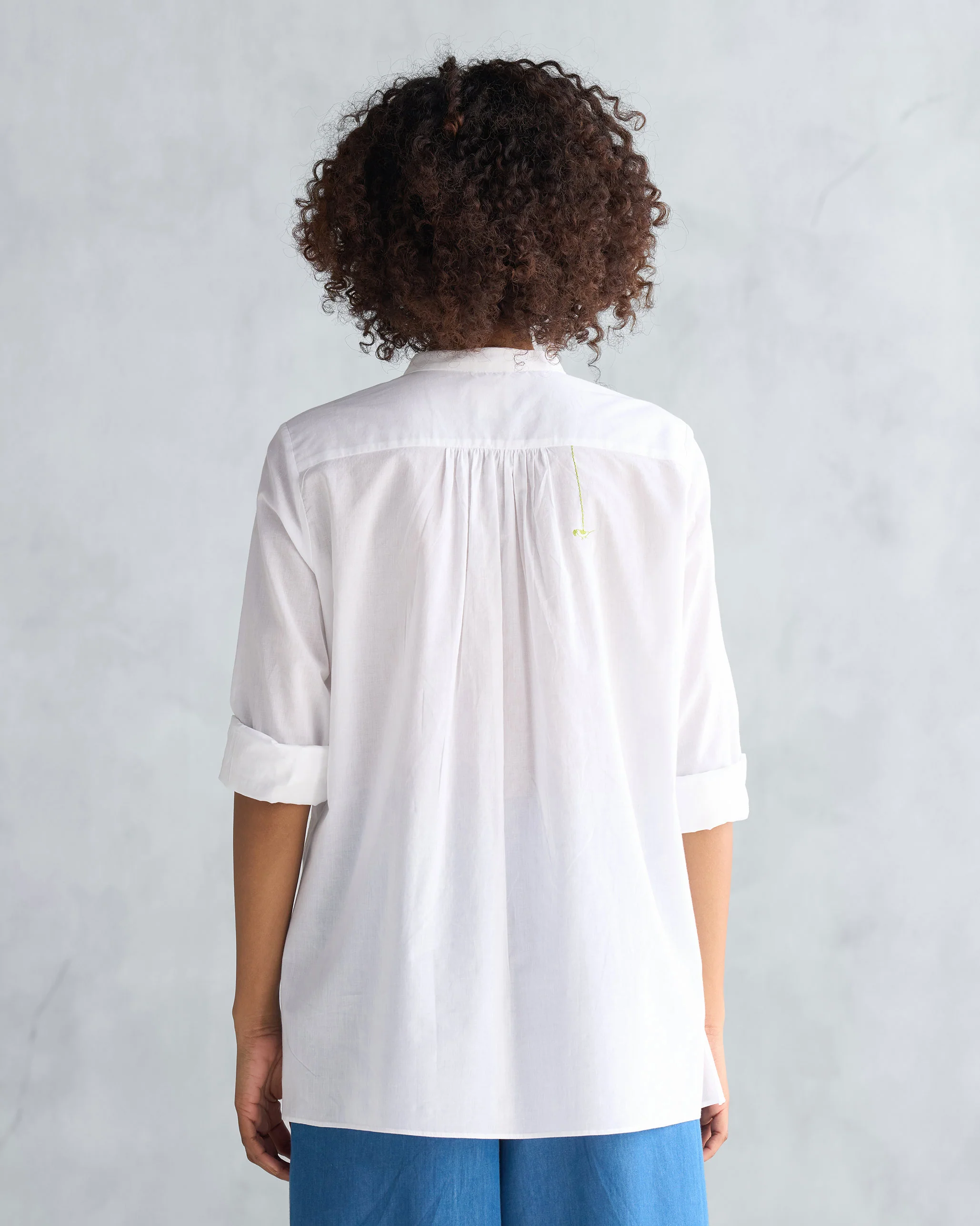 Mandarin Collar Top - White - Image 3