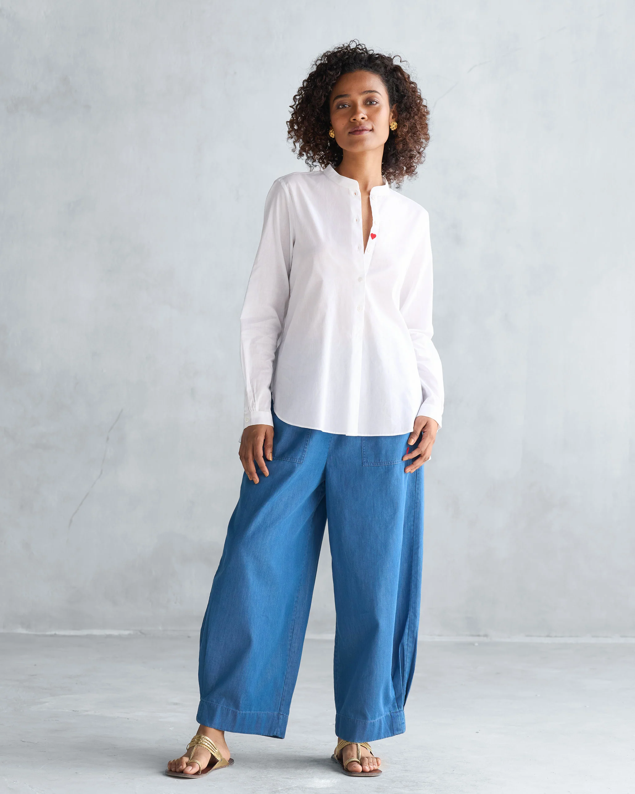 Mandarin Collar Top - White - Image 4
