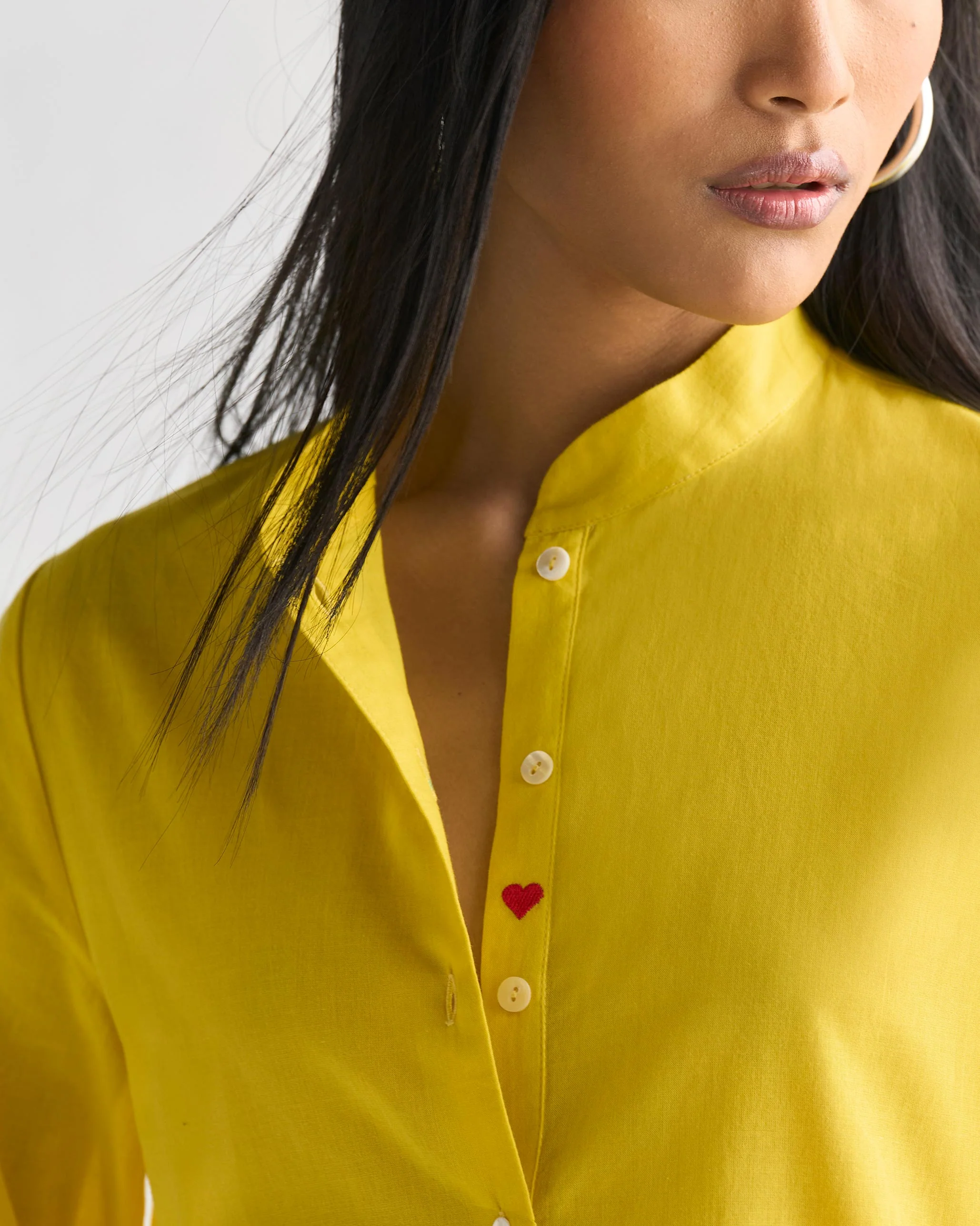 Mandarin Collar Top - Yellow - Image 3
