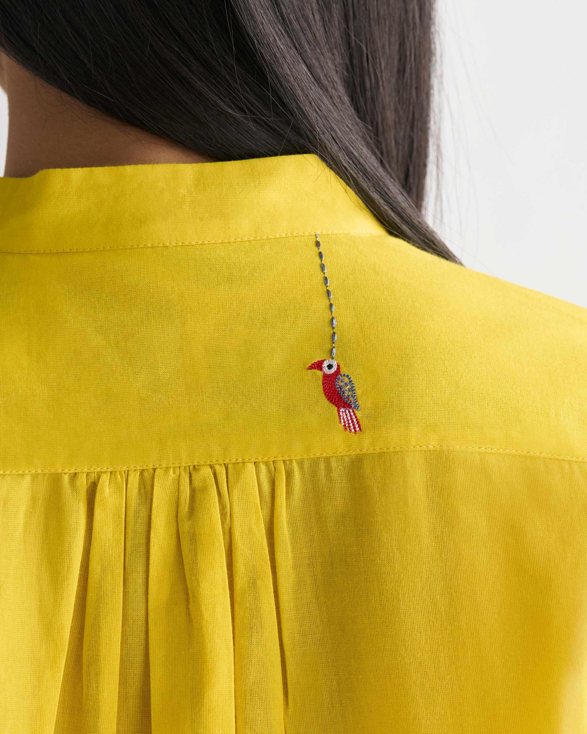 Mandarin Collar Top - Yellow - Image 4