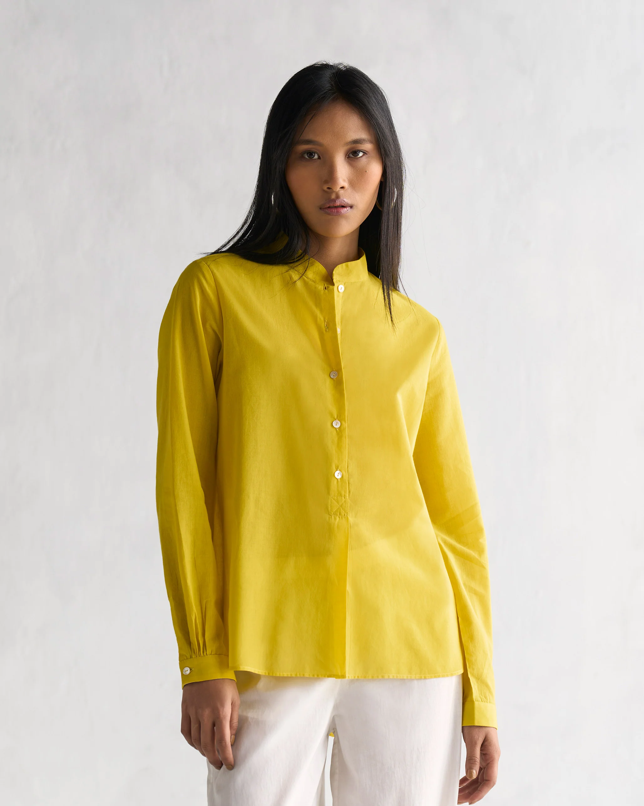 Mandarin Collar Top - Yellow - Image 5