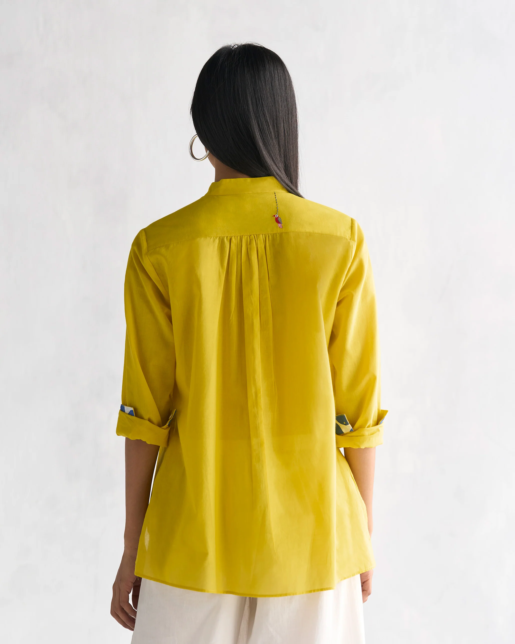Mandarin Collar Top - Yellow - Image 6