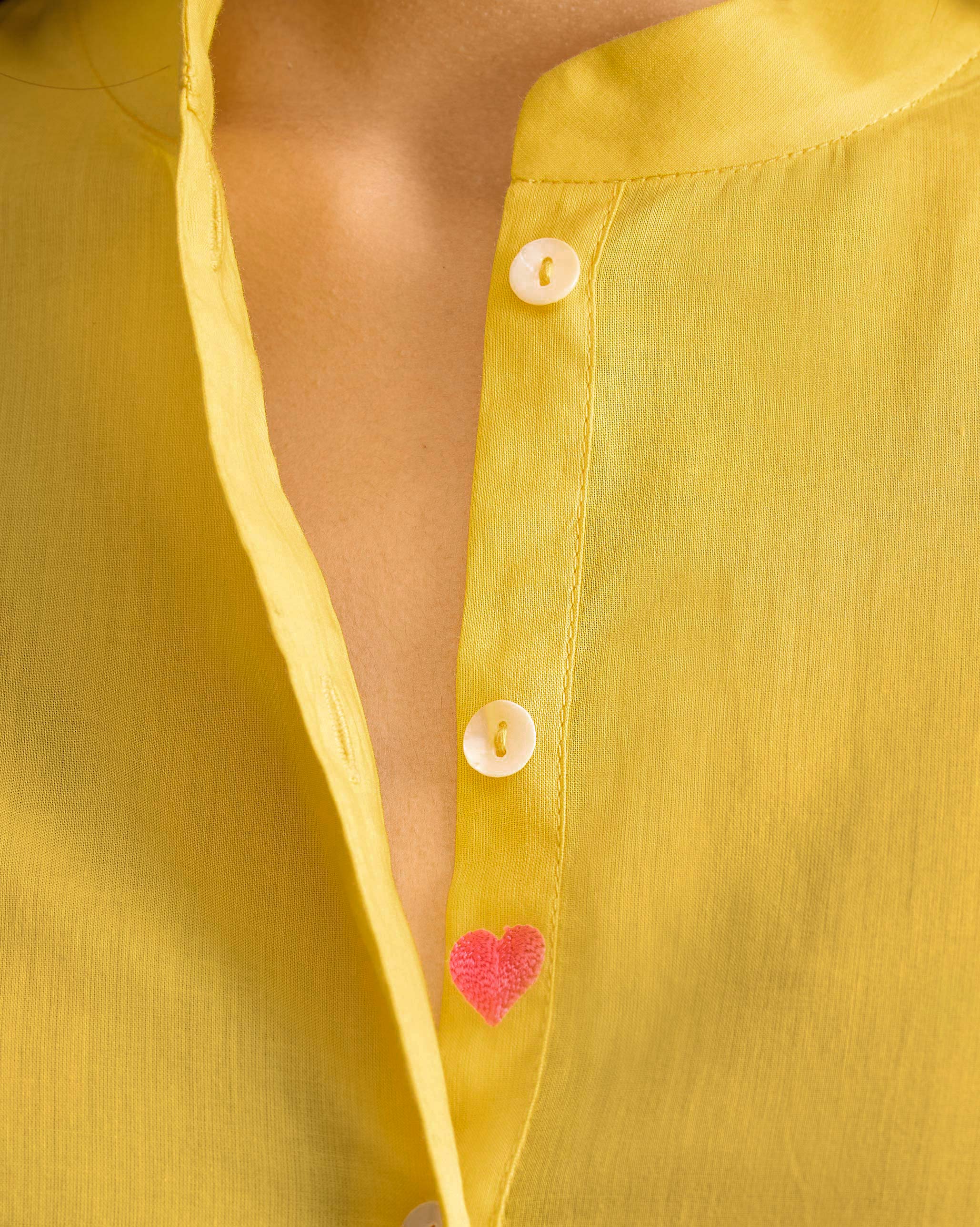 Mandarin Collar Top - Yellow - Image 5