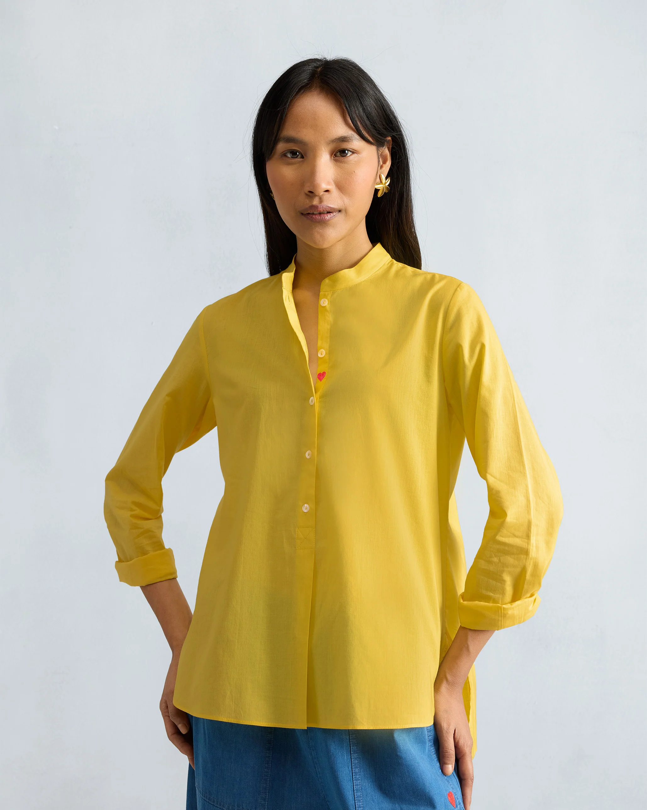 Mandarin Collar Top - Yellow - Image 7