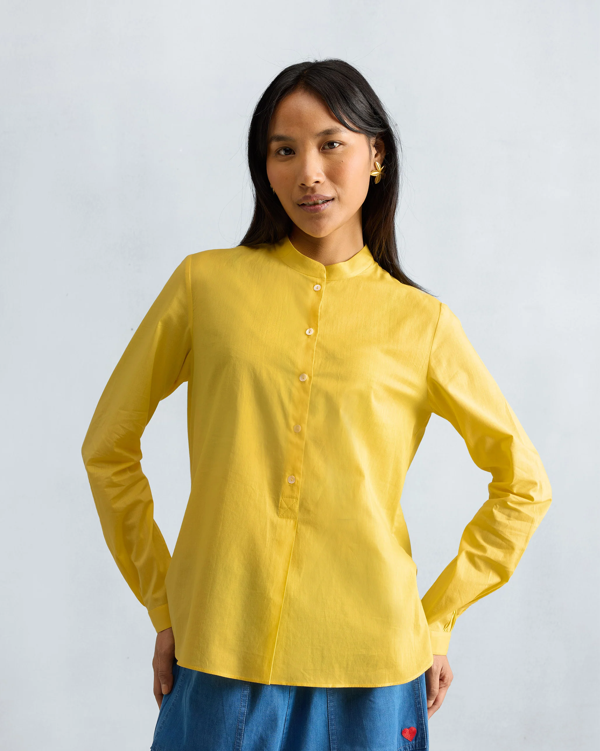 Mandarin Collar Top - Yellow - Image 8