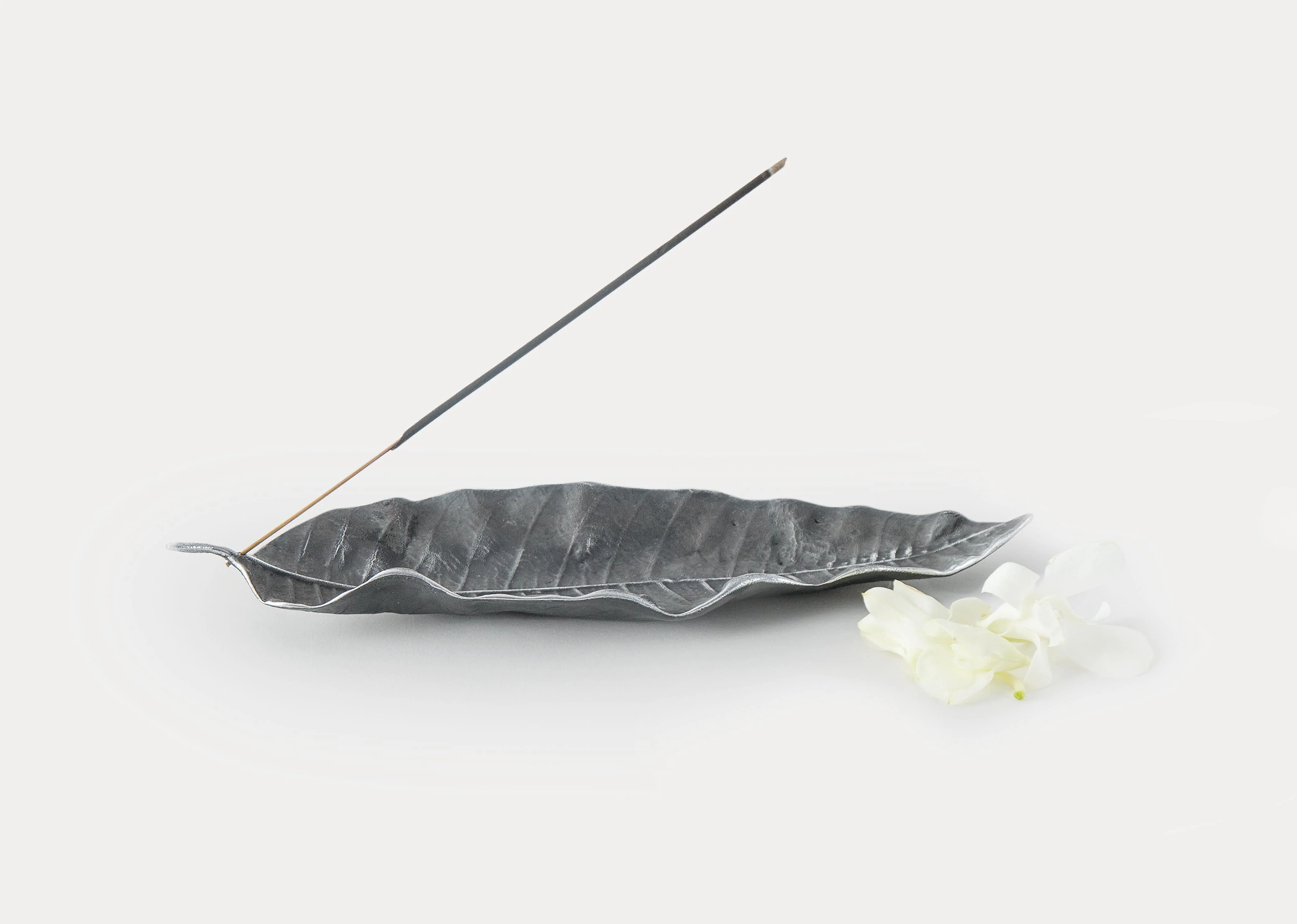 Mango Leaf Incense Holder - Antique Silver - Image 2