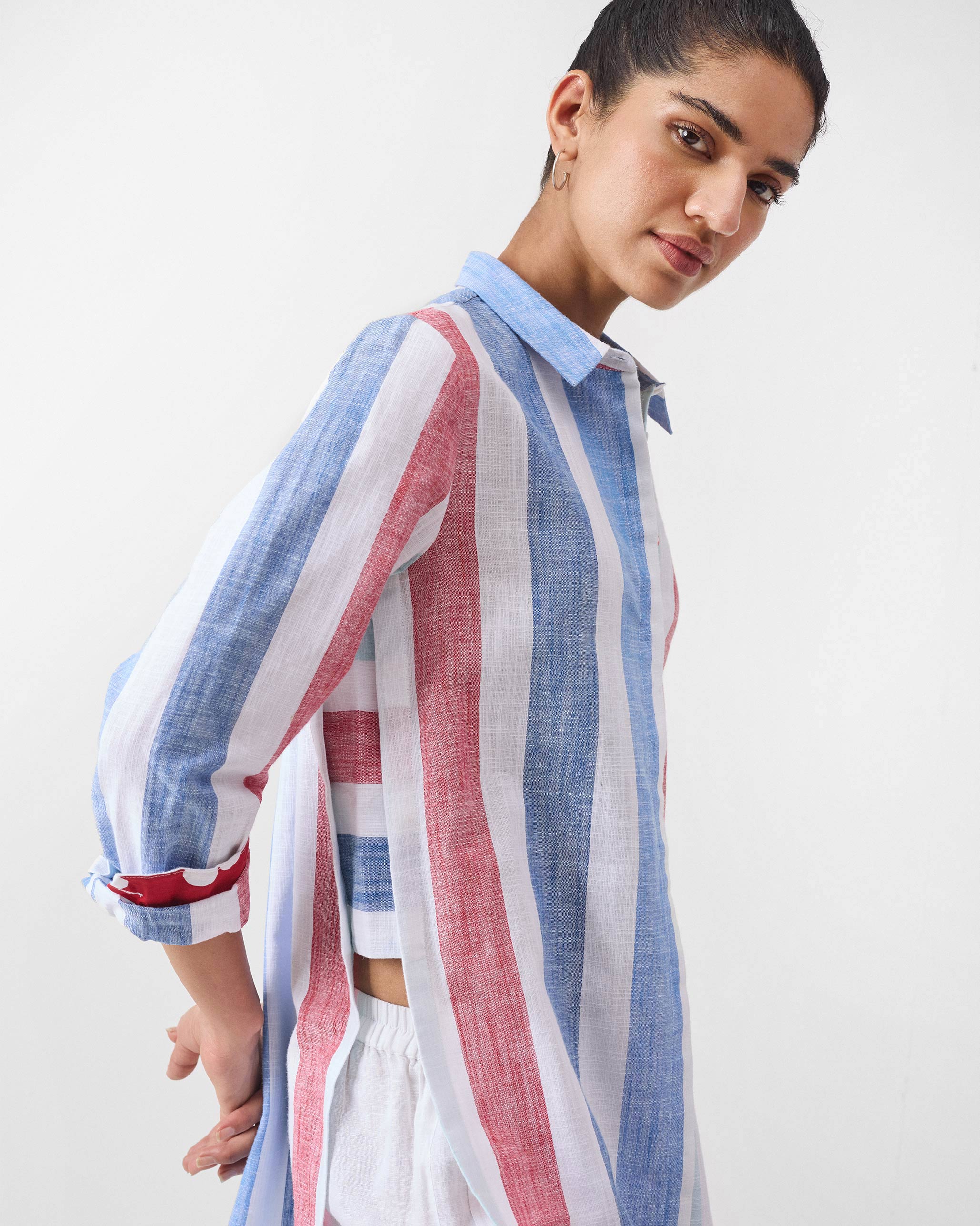 Many Moons Kurta - Blue & Red Stripes - Image 3