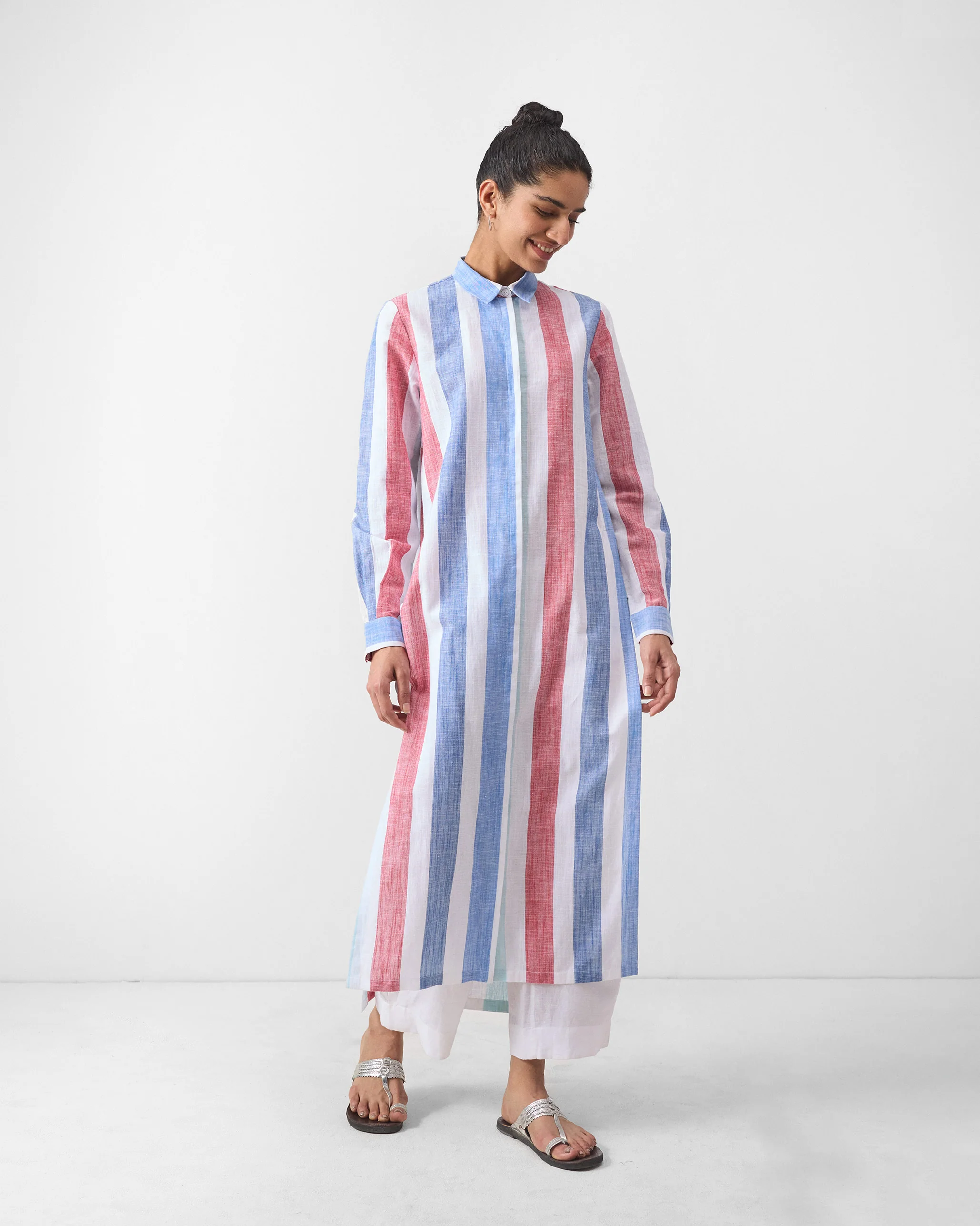 Many Moons Kurta - Blue & Red Stripes - Image 5