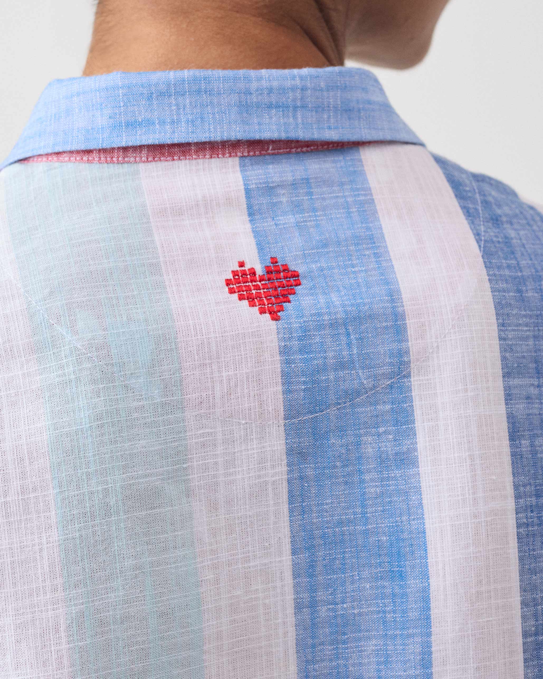 Many Moons Kurta - Blue & Red Stripes - Image 8