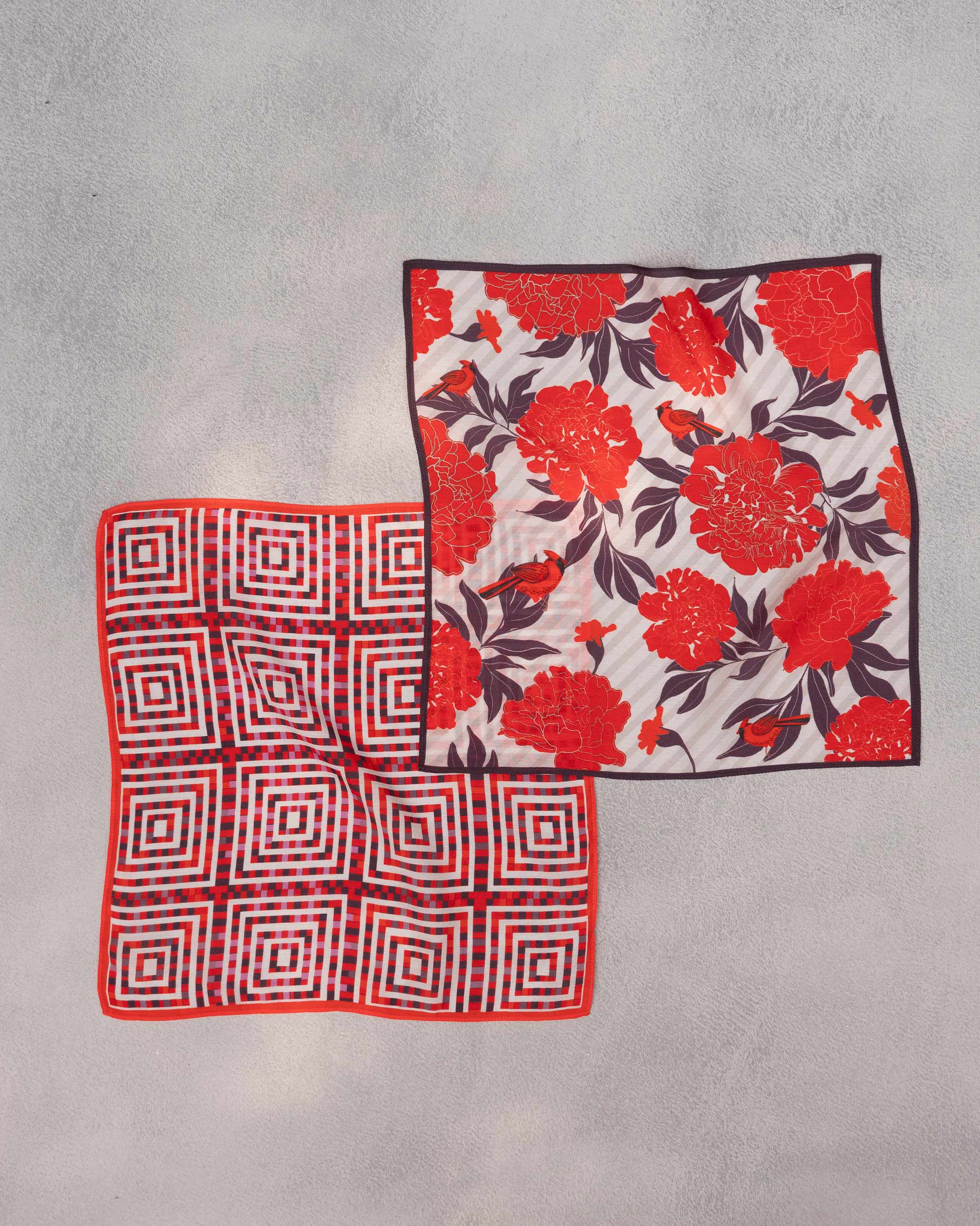 Marigold Pocket Squares - Red & Dark Blue - Image 2